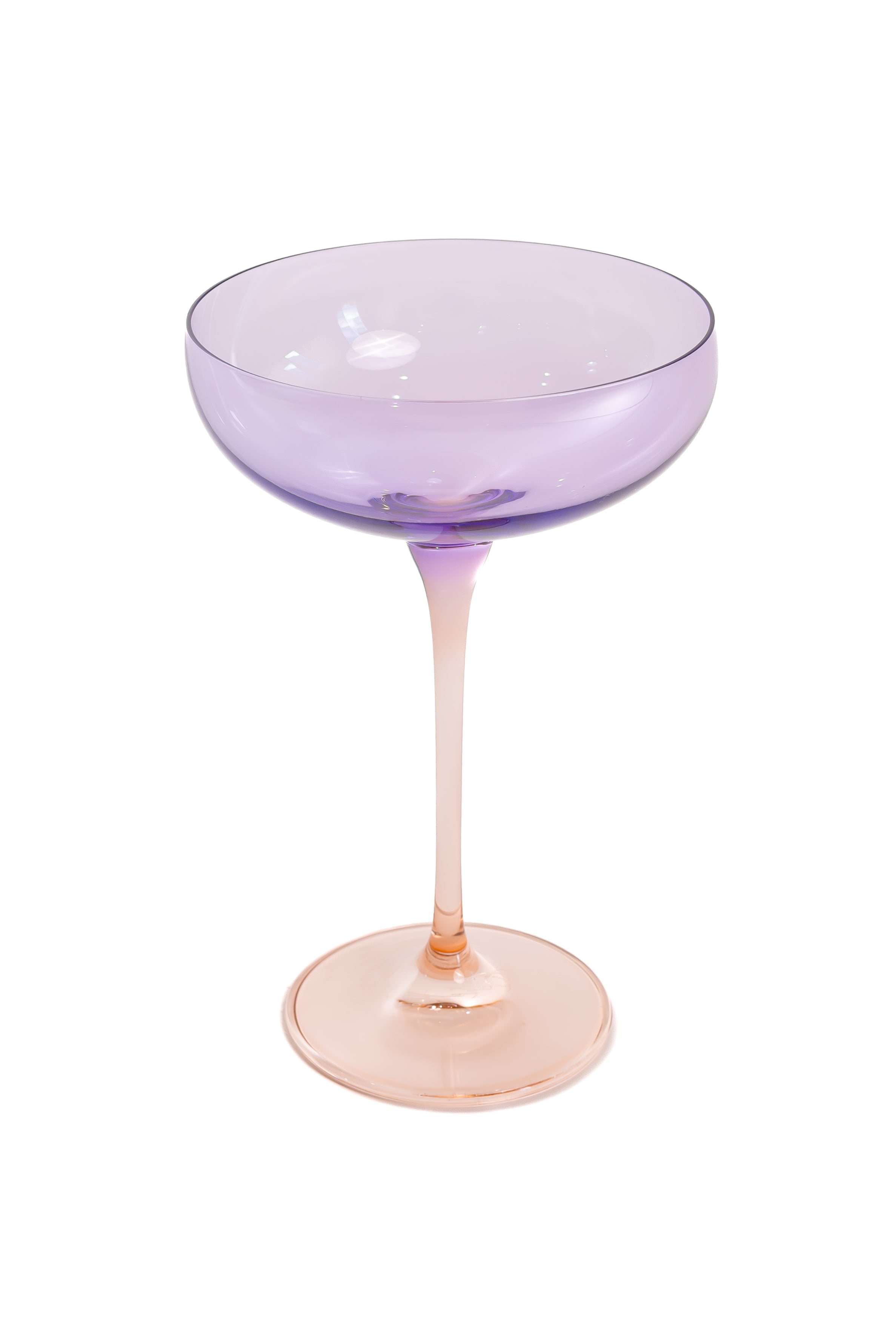 Estelle Colored Champagne Coupe Glasses Set of 6 - Elegant Lavender & Blush Pink Colorblock Design for Wedding, Bridal Shower & Party Celebrations