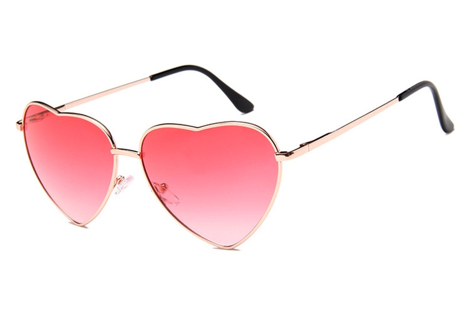Chezi Metal Frame Heart-Shaped Sunglasses with Colorful Tinted Lenses - Fashionable UV Protection for Women, Perfect for Beach, Driving & Summer Outdoor Activities