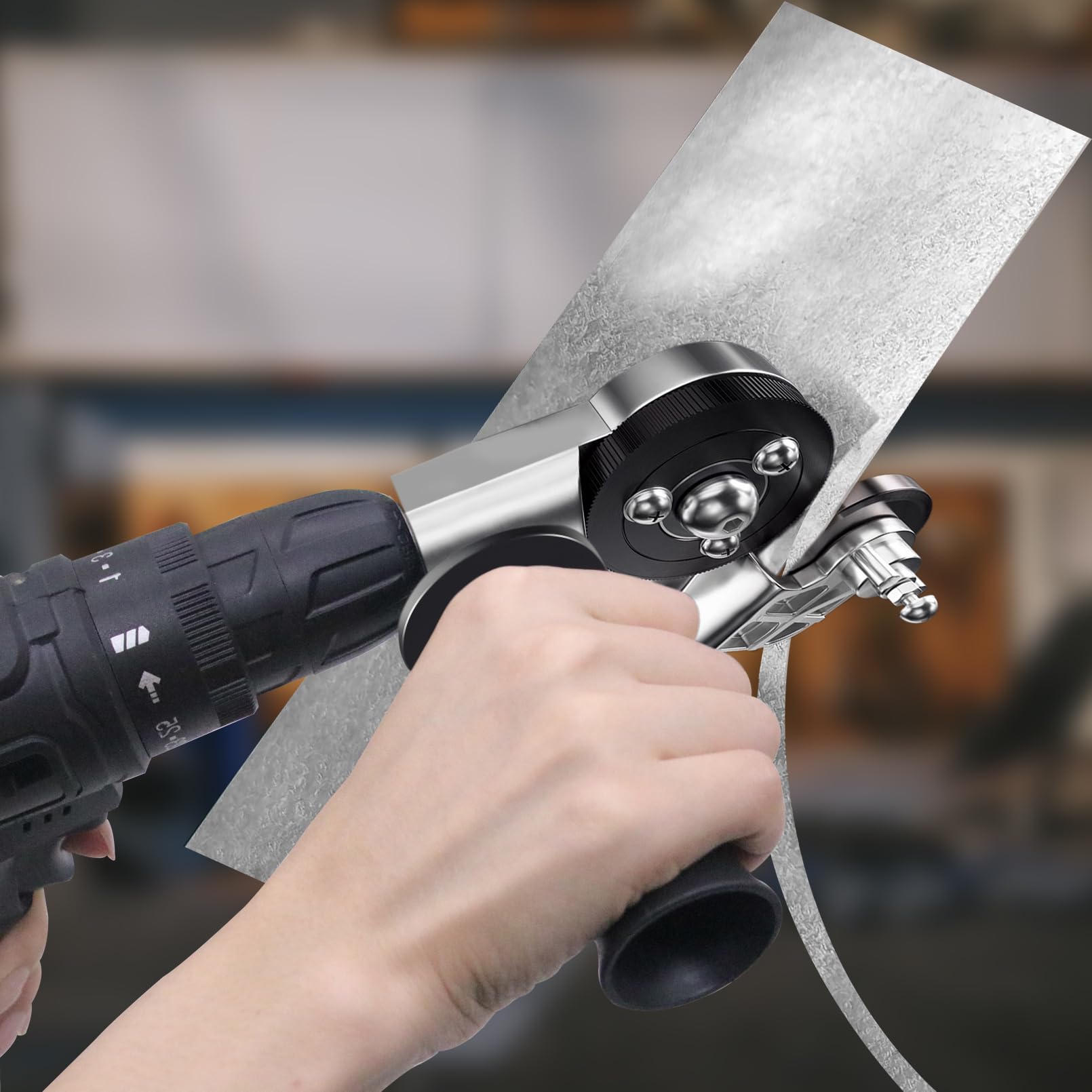 Electric Drill Metal Cutter Attachment - Sheet Metal Nibbler Tool for Cutting Iron, Steel, Copper & Aluminum | Perfect for DIY Projects, HVAC Work & Metal Fabrication