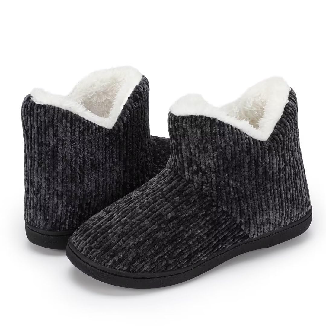 TUOBUQU Women's Cozy Fluffy Plush Bootie Slippers - Warm Indoor/Outdoor Winter House Shoes for Comfort & Style - Perfect for Home, Office, and Cold Weather Wear