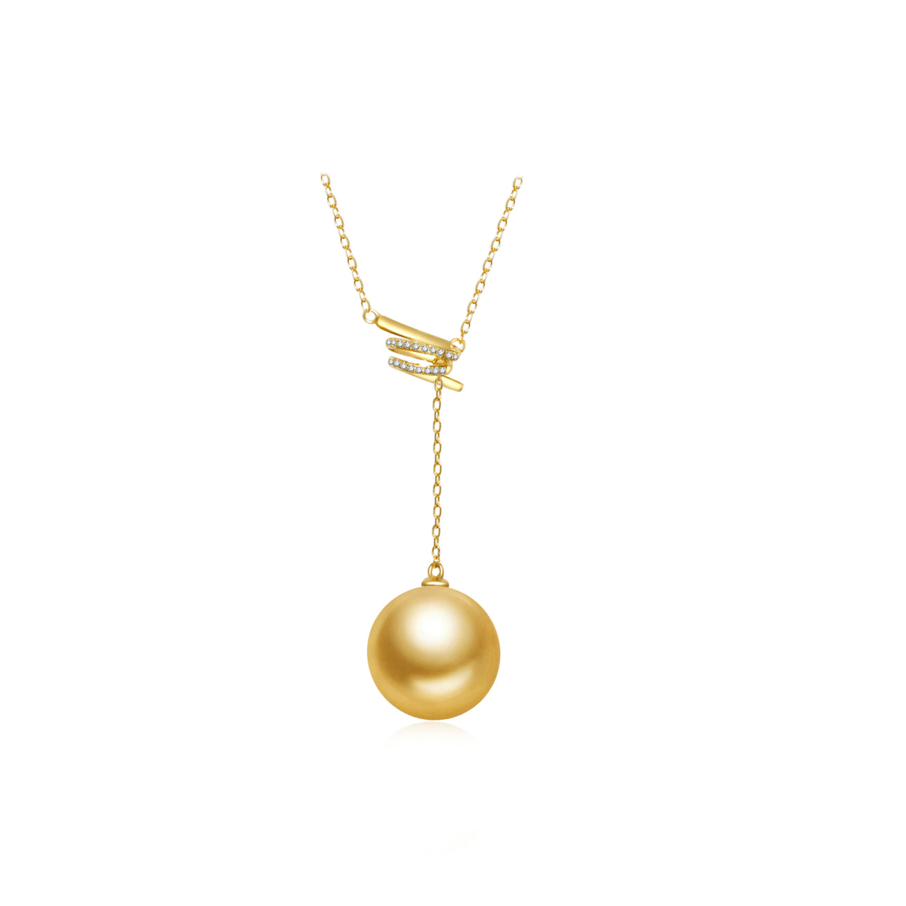 18K Gold Diamond South Sea Golden Pearl Necklace KN00121 - Luxury Bridal Jewelry, Anniversary Gift for Her, Elegant Evening Wear Accessory