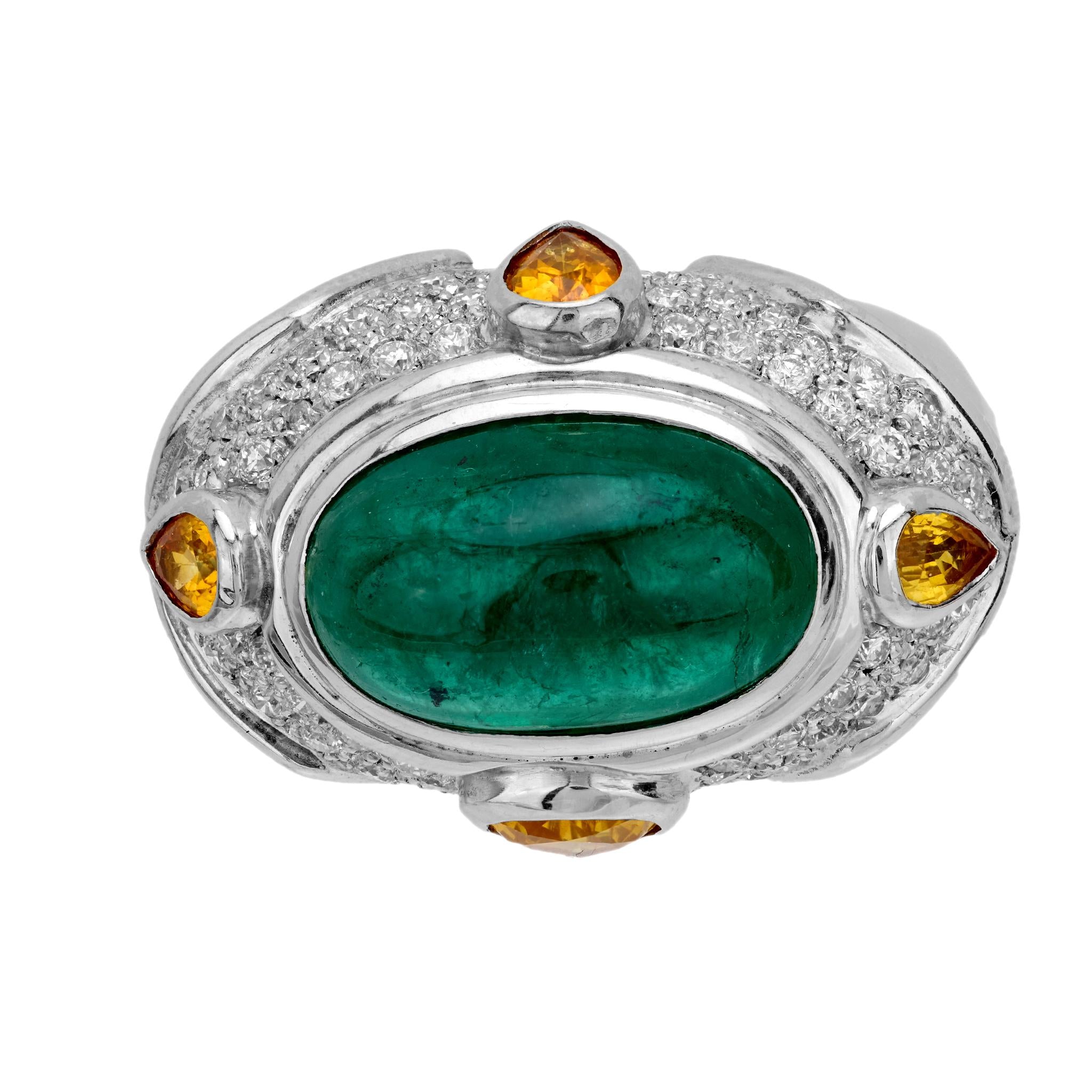 GIA Certified 13 Carat Emerald Cut Yellow Sapphire & Diamond 18K White Gold Cocktail Ring – Perfect for Weddings, Anniversaries & Special Occasions