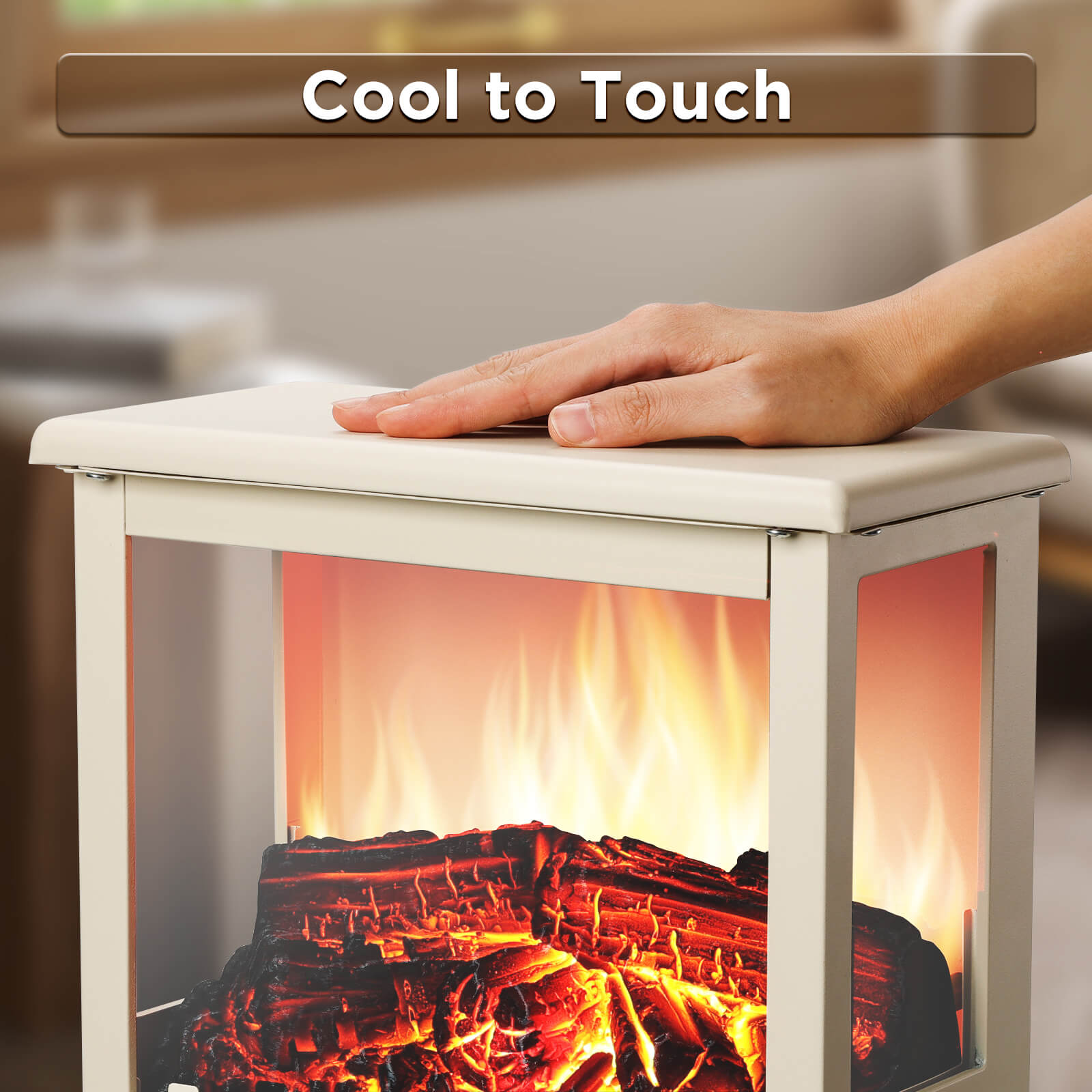 (Open Box) Suburbs TS17Q Electric Fireplace Stove Heater - Portable Space Heater with Realistic Flame Effect for Home, Office & Bedroom - Perfect for Winter Warmth & Cozy Ambiance