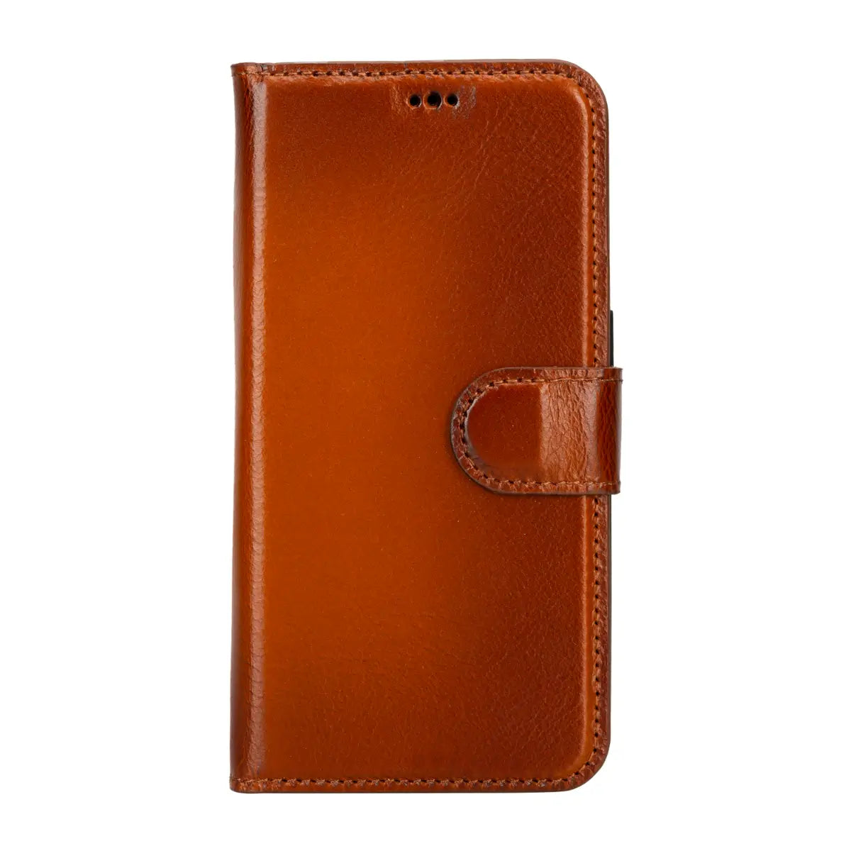 Premium Burnished Tan Leather Wallet Case for iPhone 15 Pro - Slim Protective Cover with Card Slots | Perfect for Everyday Use, Travel & Business Meetings