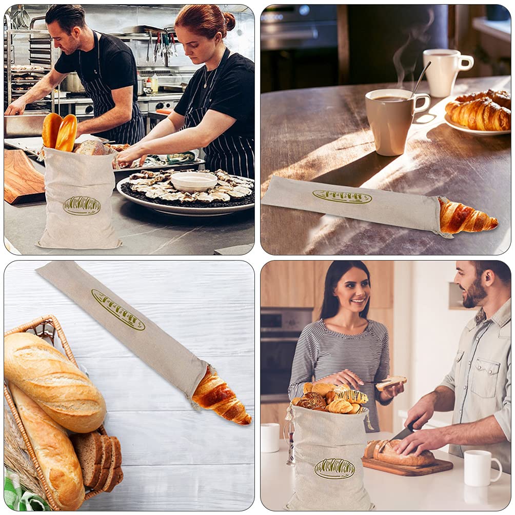 Reusable Linen Bread Bags with Drawstring - 3 Pack Eco-Friendly Loaf Storage Pouches for Homemade Bread, Pastries & Baked Goods | Perfect for Kitchen, Picnics & Gift Wrapping