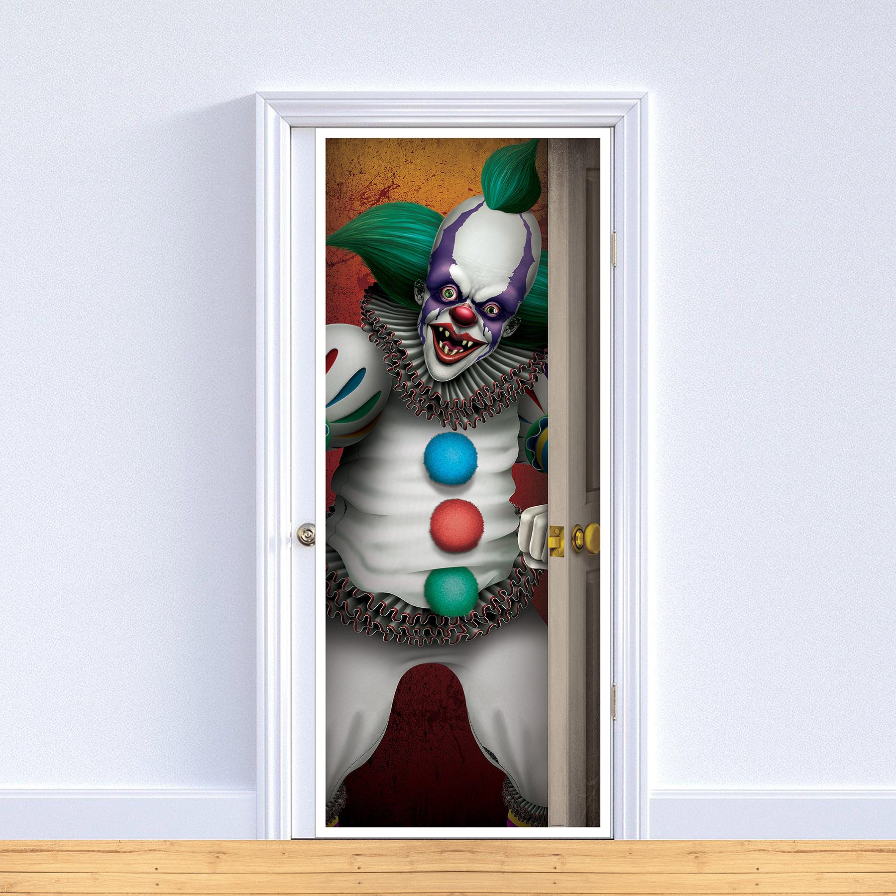 12 Pack Beistle Halloween Creepy Clown Door Cover Decorations - Spooky Party Supplies for Haunted House, Trick or Treat, and Halloween Decor