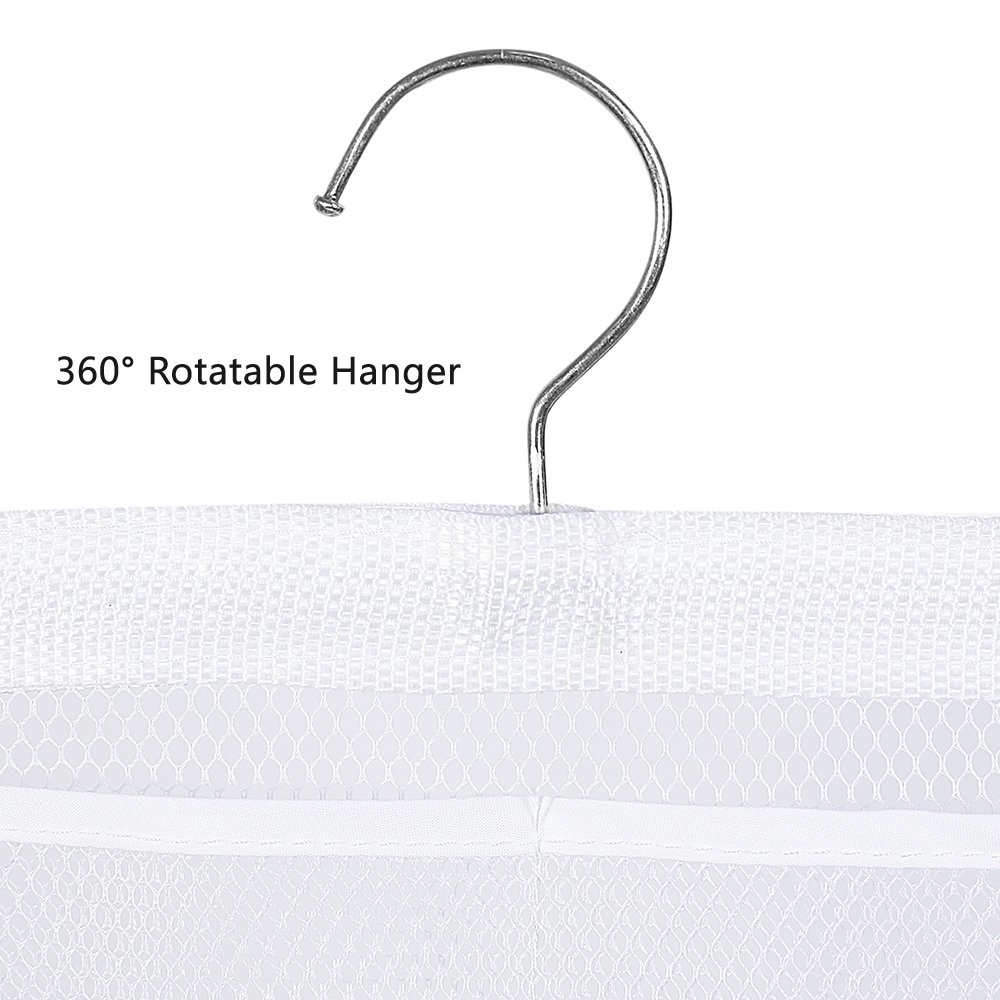 ALYER 6-Pocket Hanging Mesh Shower Caddy - Space Saving Bathroom Organizer with Quick Dry Design & Sturdy Hook - Perfect for College Dorms, Apartments, and Small Bathrooms (White)