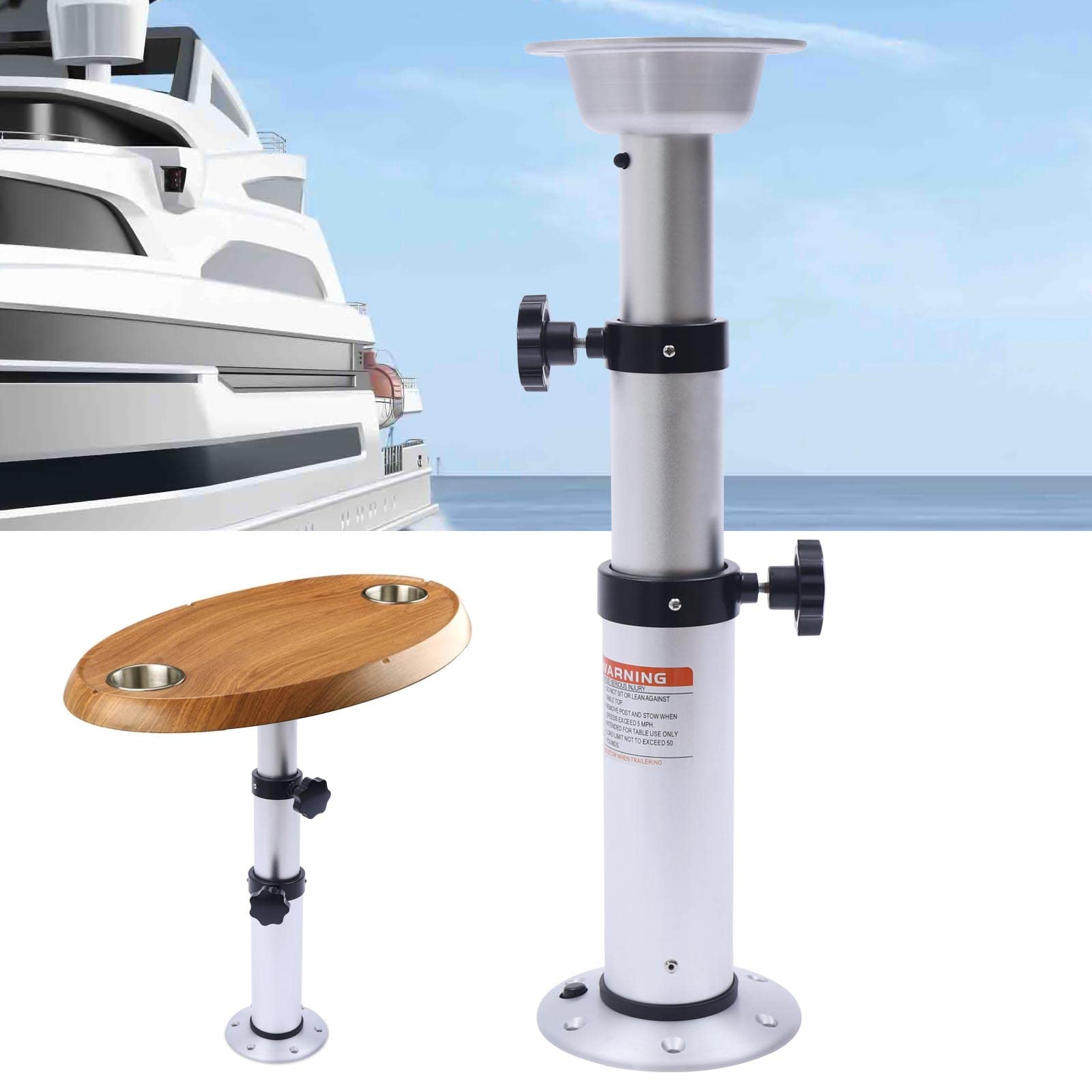 Eapmic Adjustable Table Pedestal Stand Leg and Base - Heavy Duty Marine Boat Yacht Caravan Motorhome Workroom Mounting Frame (Style 2) | Perfect for Outdoor Dining, RV Living & Workspace Organization