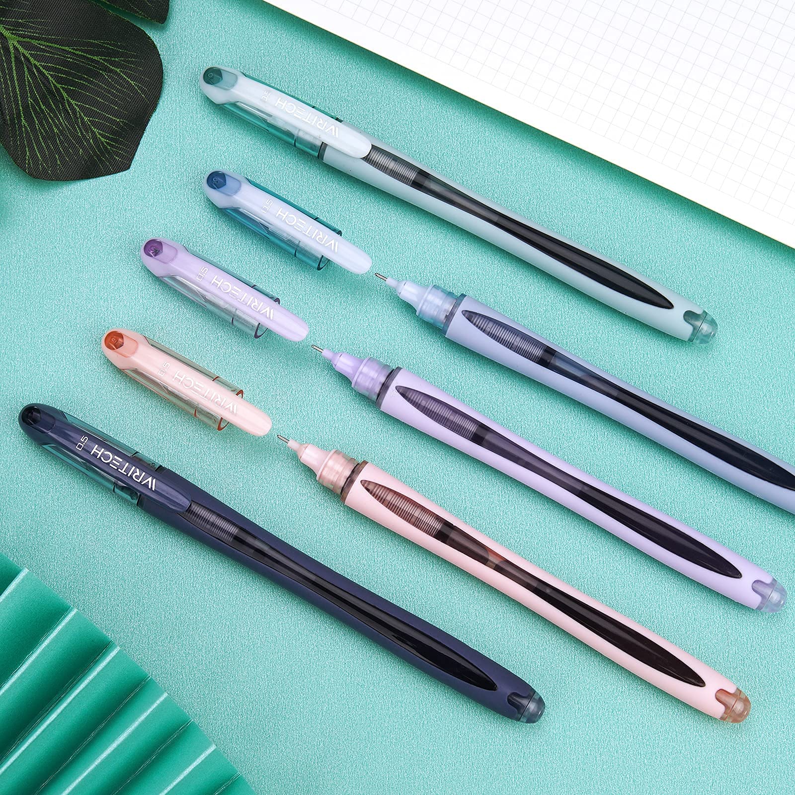 WRITECH 0.5mm Black Liquid Ink Rollerball Pens - Extra Fine Needle Tip for Smooth Writing, 10 Pack - Perfect for Journaling, Note Taking & Office Use