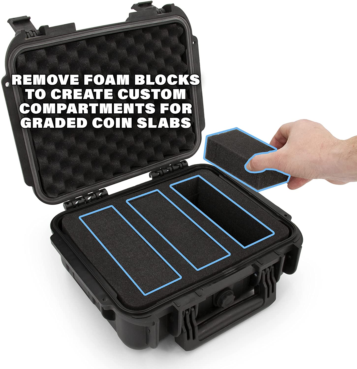 CASEMATIX Graded Coin Holder Case - Waterproof Storage Box for PCGS & NGC Coin Slabs (Fits 55+ Slabs) - Customizable Foam & Padlock Included - Perfect for Coin Collectors & Secure Display at Home or Shows