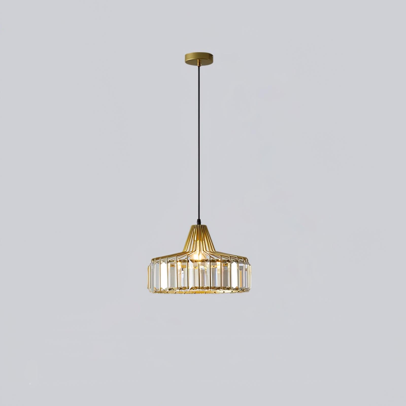 Crystal Drum Pendant Light - Modern Glass Ceiling Chandelier for Dining Room, Living Room & Bedroom Lighting Decor