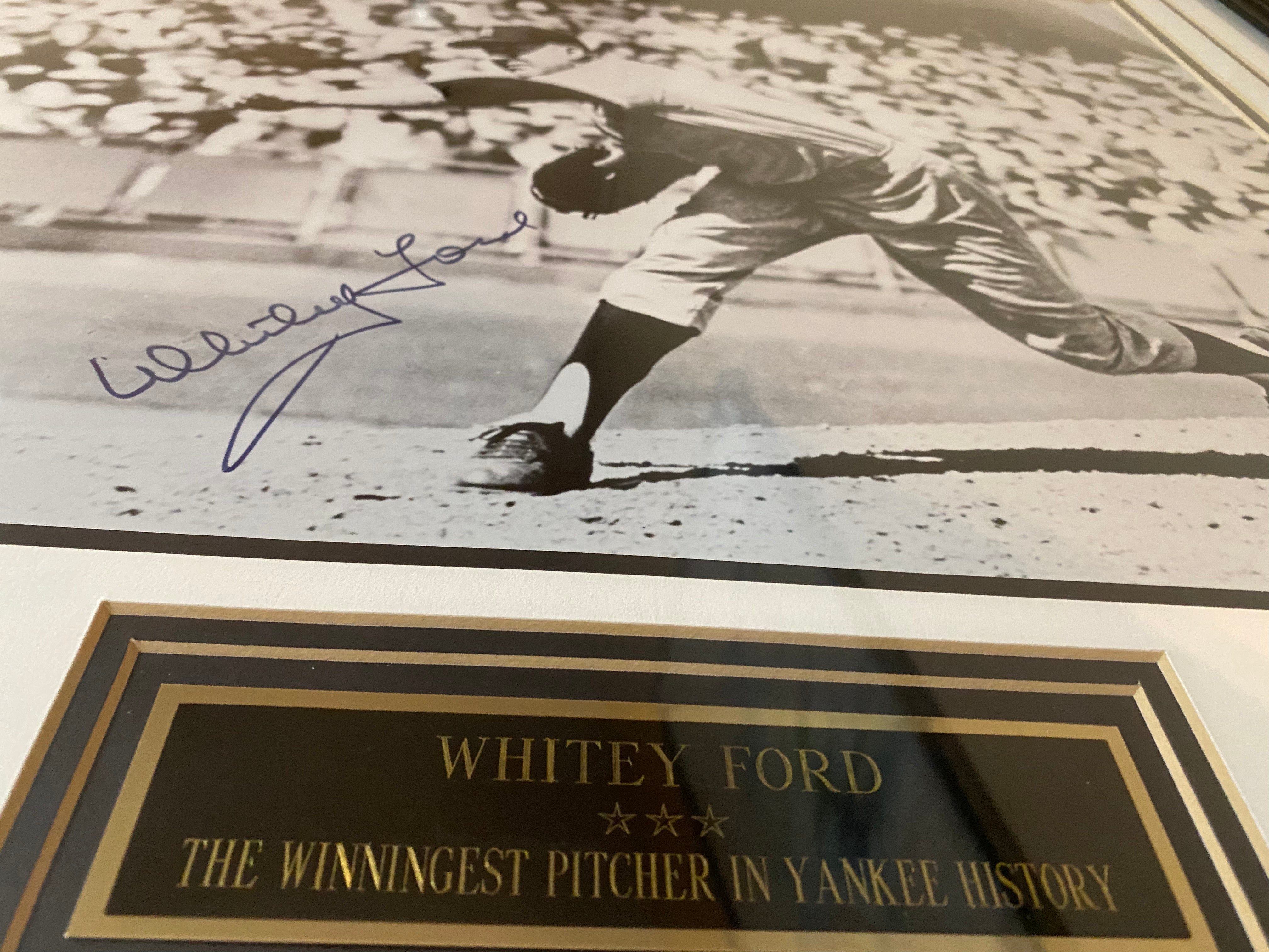 Authentic New York Yankees HOF Whitey Ford Autographed Framed Photo with ProCo COA #D2698 - Perfect for Sports Memorabilia Collectors & Yankees Fans Display