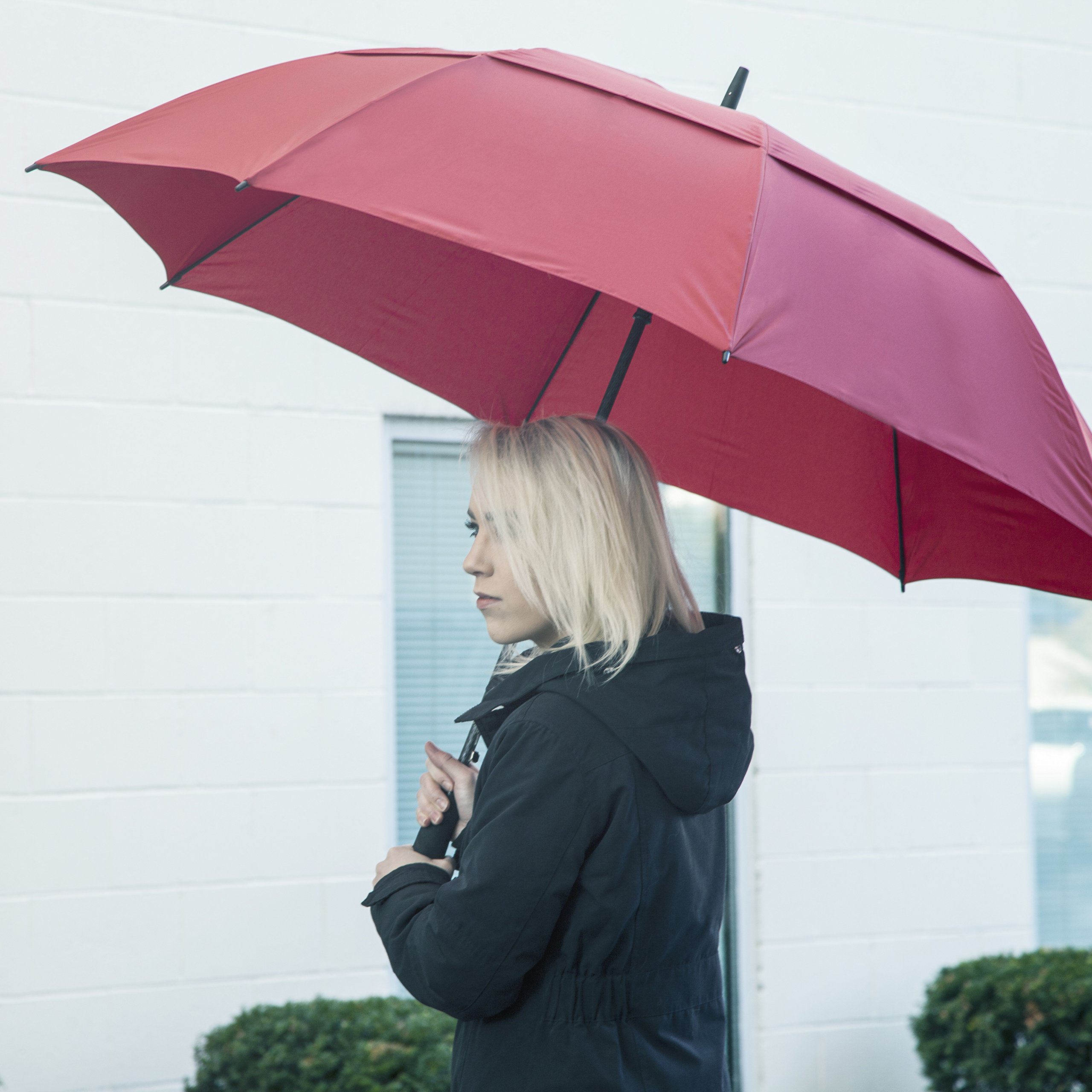 62/68 Inch Automatic Open Golf Umbrella - Extra Large Windproof Waterproof Double Canopy with Vented Design for Golf, Beach & Outdoor Activities
