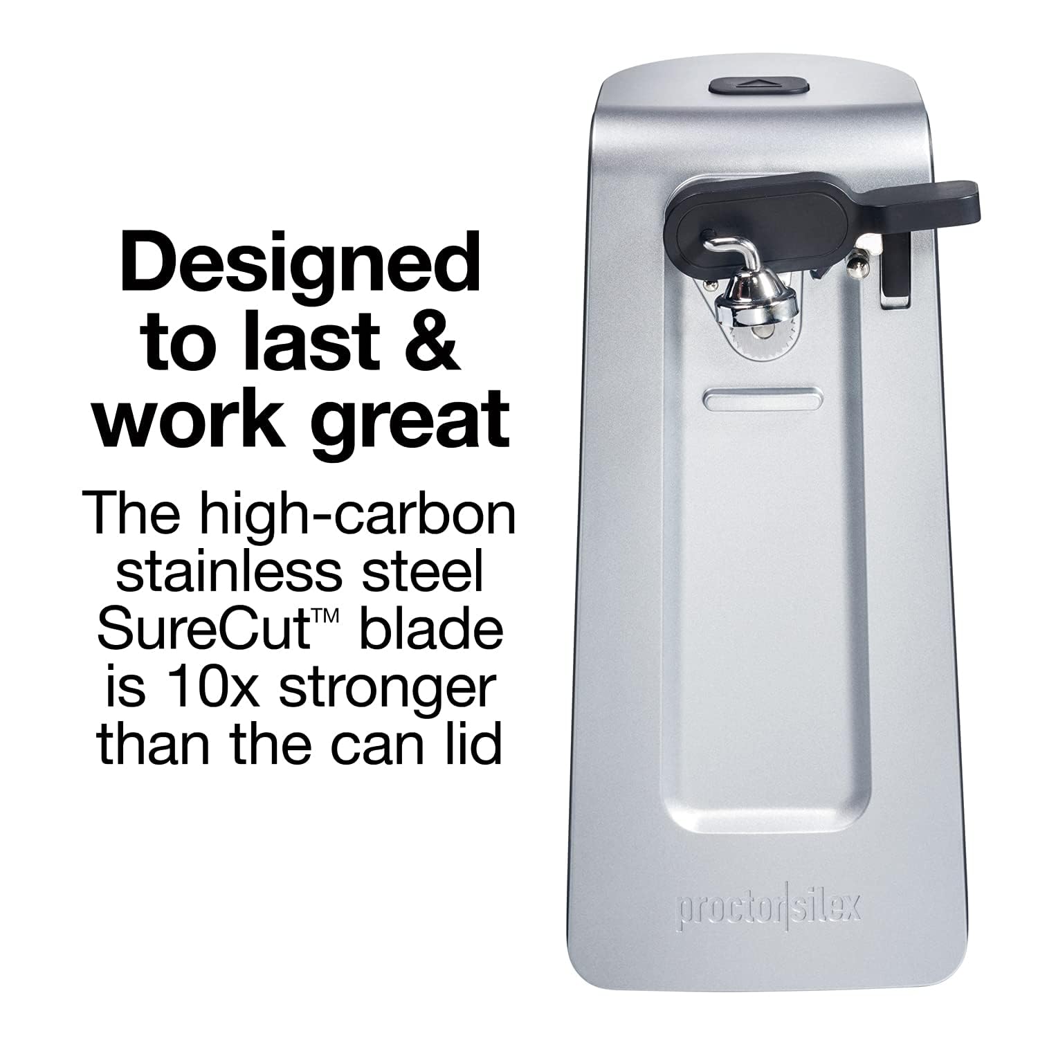 Proctor Silex 75225 Electric Can Opener - Automatic Kitchen Can Opener with Stainless Steel Blade, Easy-Clean Lever & Cord Storage - Extra Tall Design for Large Cans - Perfect for Home, Restaurant & Camping Use