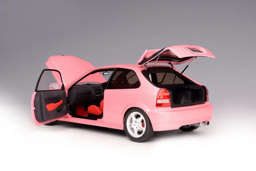 MotorHelix 1:18 Scale Diecast Honda Civic Type R EK9 Late Version Pink Model Car - Perfect for Collectors, Display & Racing Enthusiasts