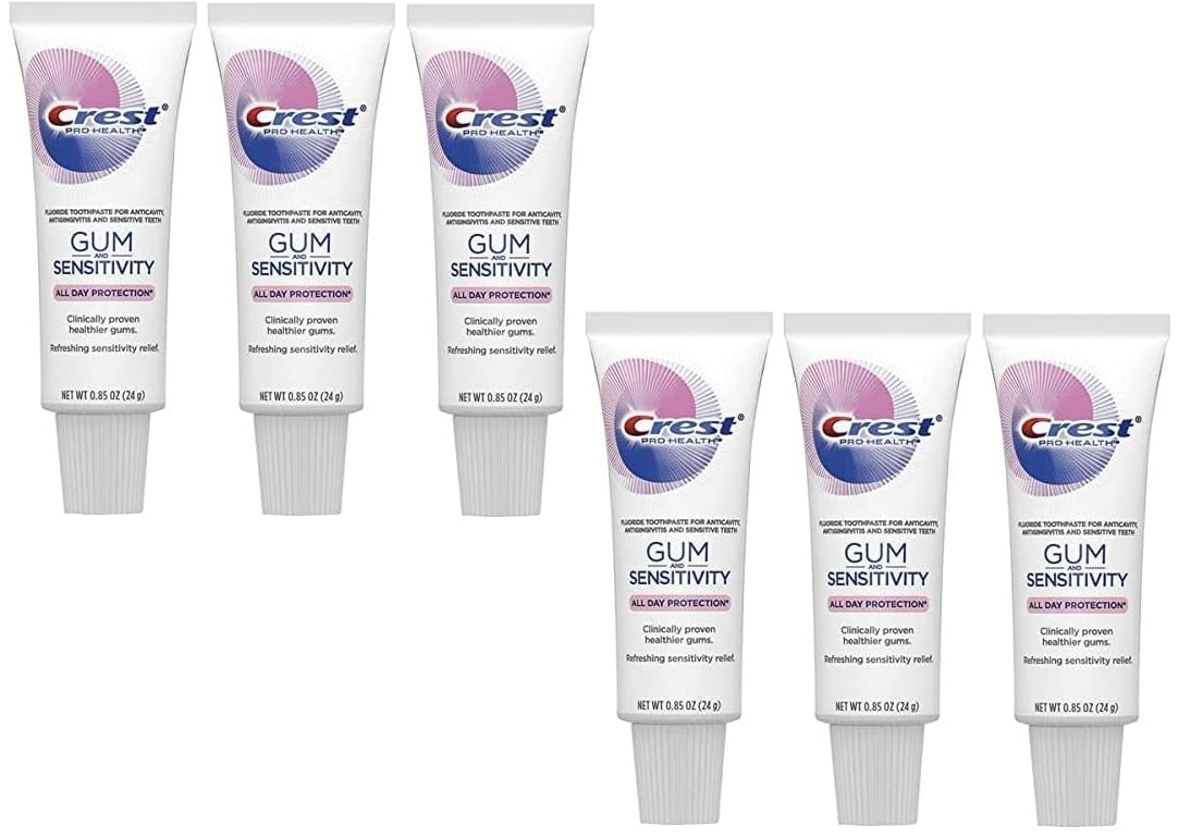 Crest Pro Health Gum and Sensitivity Toothpaste for Sensitive Teeth Relief - Soft Mint Flavor, Travel Size 0.85 oz (24g) - Pack of 6 | Gentle Dental Care for Gum Protection & Tooth Sensitivity | Perfect for Travel, Office & Daily Oral Hygiene Routine
