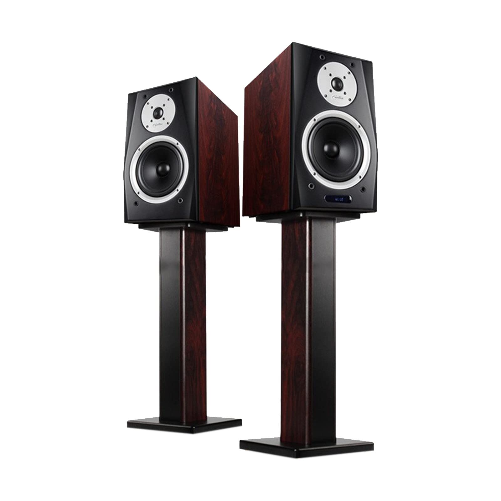 FPIGSHS Walnut MDF Speaker Stands 5.9-35.4 Inch Adjustable Height - Universal Bookshelf Speaker Stands for Home Theater, Studio Monitor, HiFi System - Perfect for Living Room, Bedroom, Home Office Audio Setup (90cm/35.4