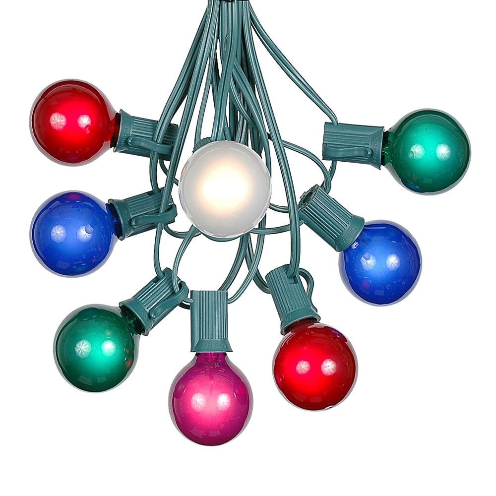 G40 Vintage Patio String Lights with 25 Multi-Colored Globe Bulbs - 25ft Outdoor Hanging Lights for Garden, Backyard, Cafe & Market Decor - Weatherproof Green Wire for Romantic Ambiance & Party Lighting