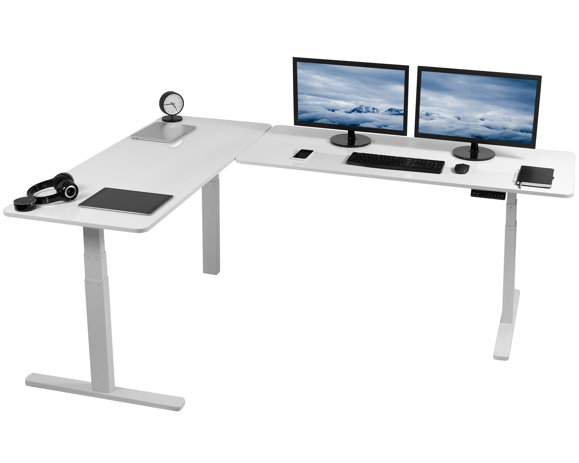 3E Series Triple Motor Electric Standing Desk - Adjustable Height Corner Workstation for Home & Office - Perfect for Ergonomic Workspaces, Gaming Setups & Small Spaces