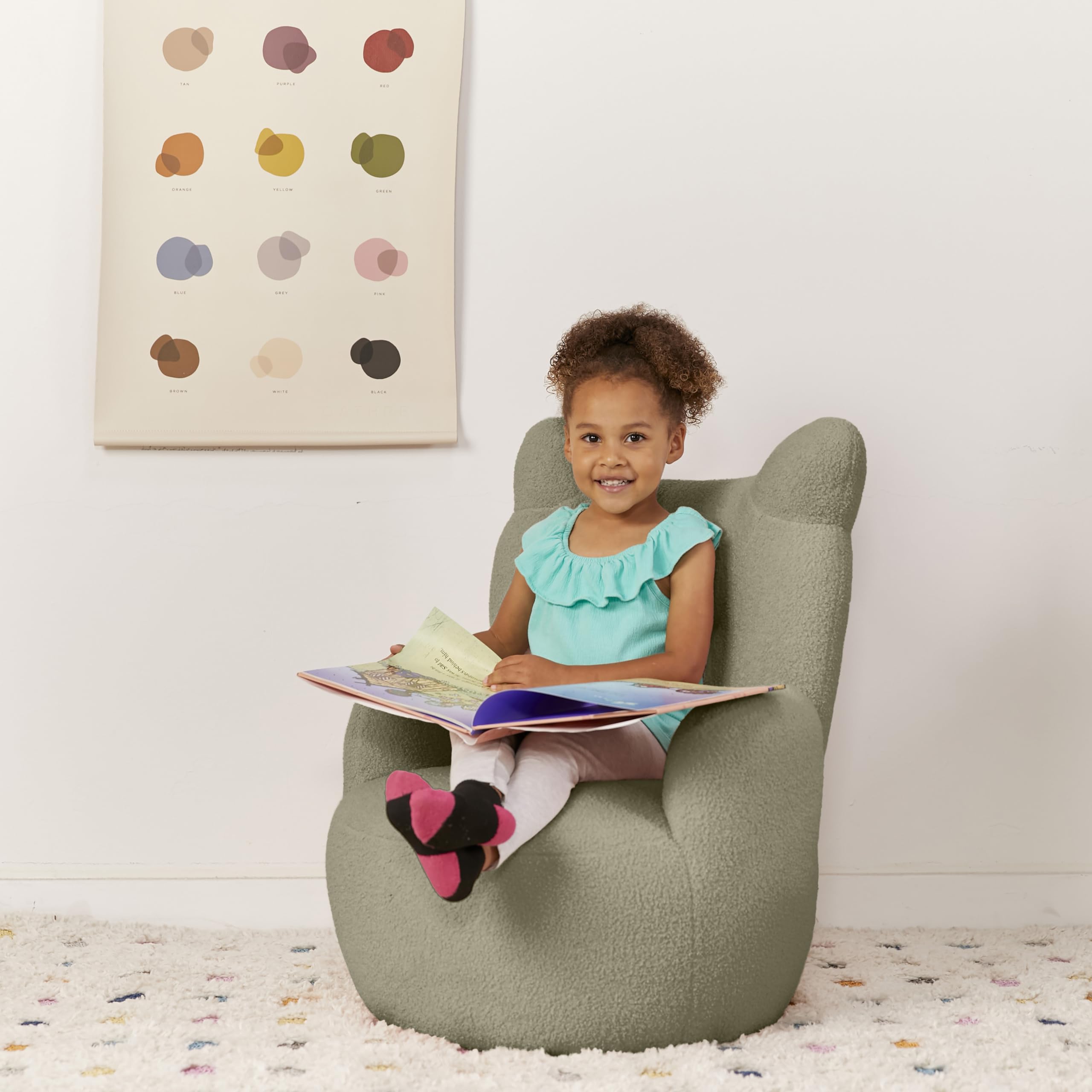 ECR4Kids Soft Teddy Bear Chair for Kids - Dark Sage Green Children's Furniture for Playroom, Bedroom & Reading Nook