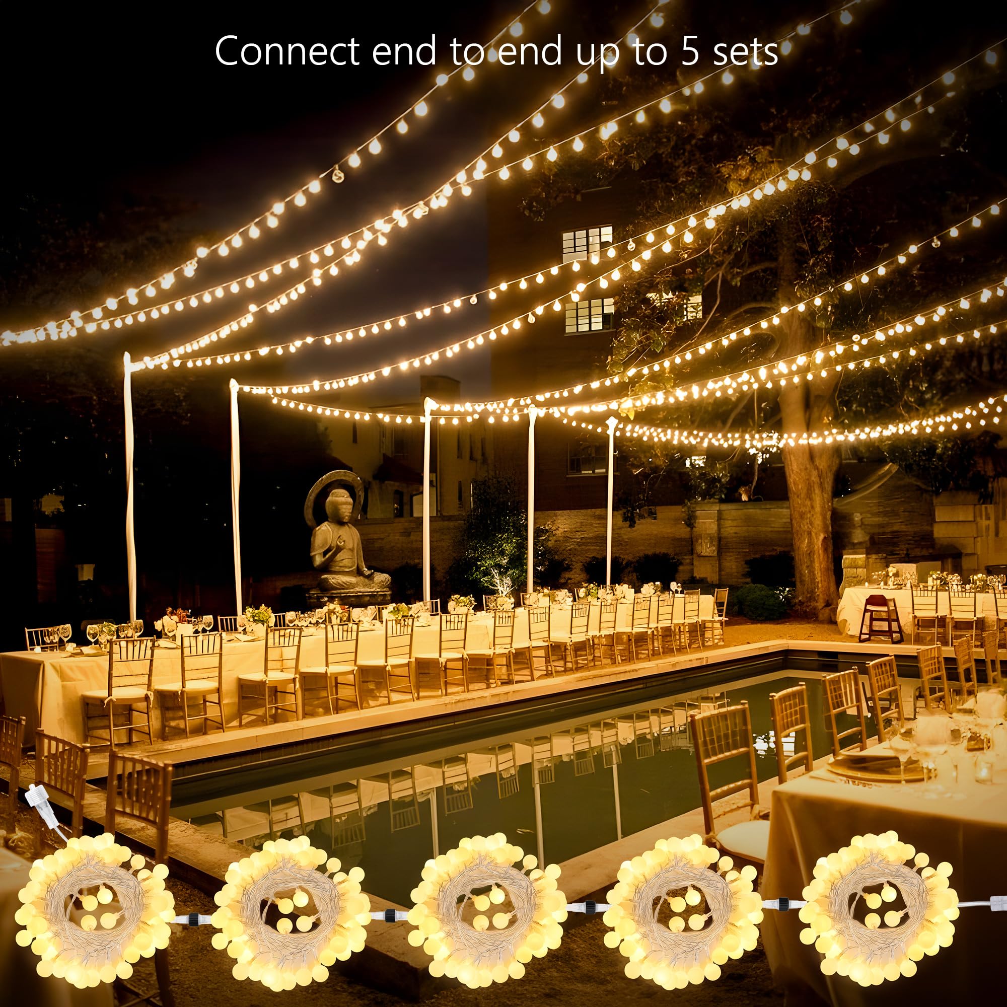 BrizLabs 33ft 100 LED Globe String Lights with Remote - 8 Modes Warm White Connectable Fairy Lights for Indoor Outdoor Decor, Camping, Backyard, Patio, Party & Wedding Decoration | Perfect for Creating Cozy Ambiance in Bedrooms, Gardens and Special Events