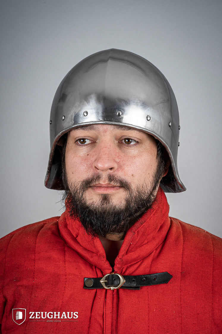 Open Sallet Helmet 1.6mm Polished Steel - Medieval Knight Armor Replica for LARP, Cosplay & Historical Reenactment
