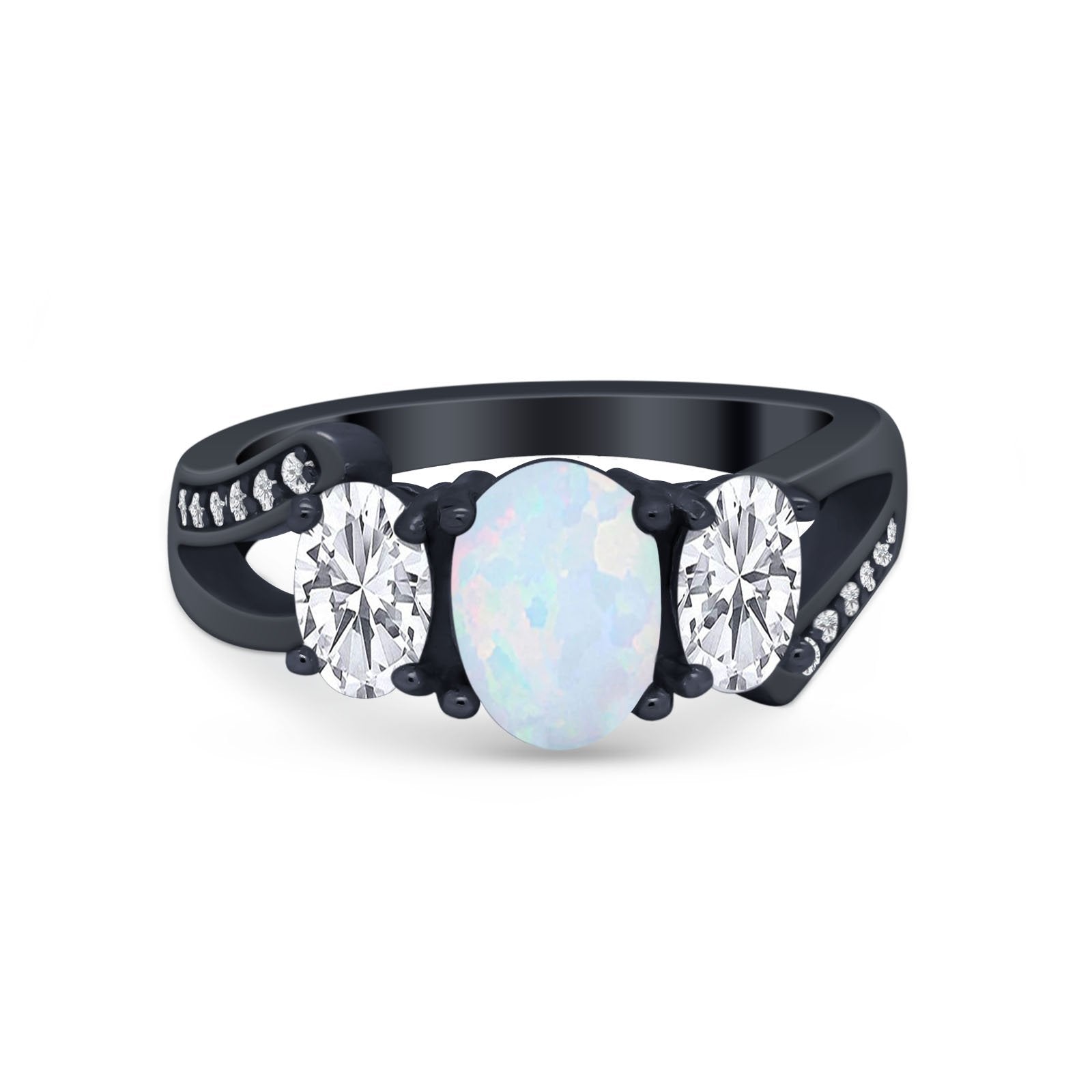 3 Stone Oval Wedding Ring - 925 Sterling Silver with Simulated Cubic Zirconia | Elegant Engagement, Anniversary & Bridal Jewelry Gift for Women
