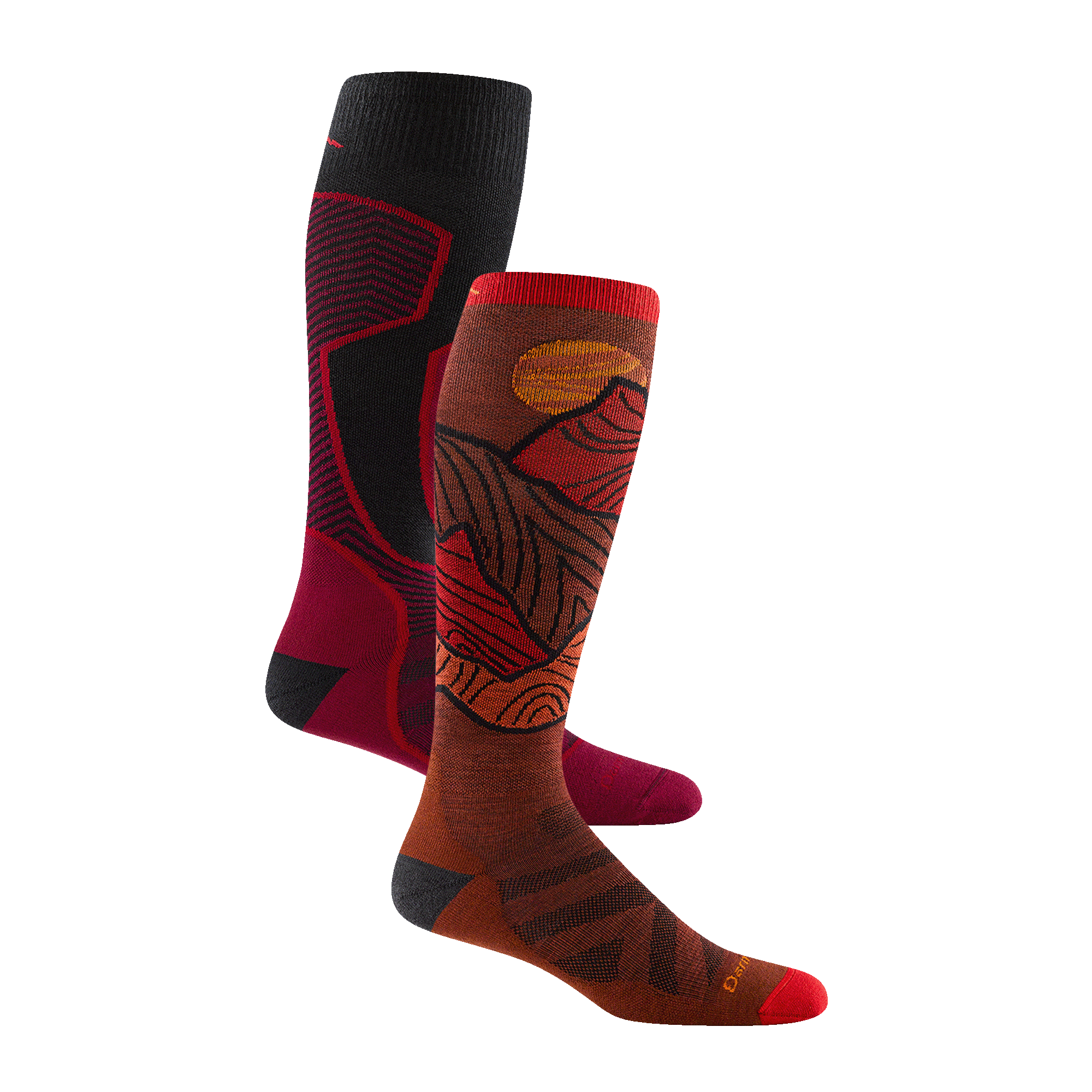 Men's Lightweight Ski & Snowboard Socks 2-Pack - Moisture Wicking Thermal Winter Socks for Skiing, Snowboarding & Outdoor Activities