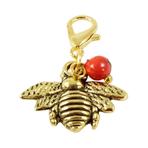 Elegant Gold Tone Honey Queen Bee Pendant Necklace for Women - Symbol of Dignity & Wealth - Handmade with Meaningful Peruvian Seed Beads (1.2