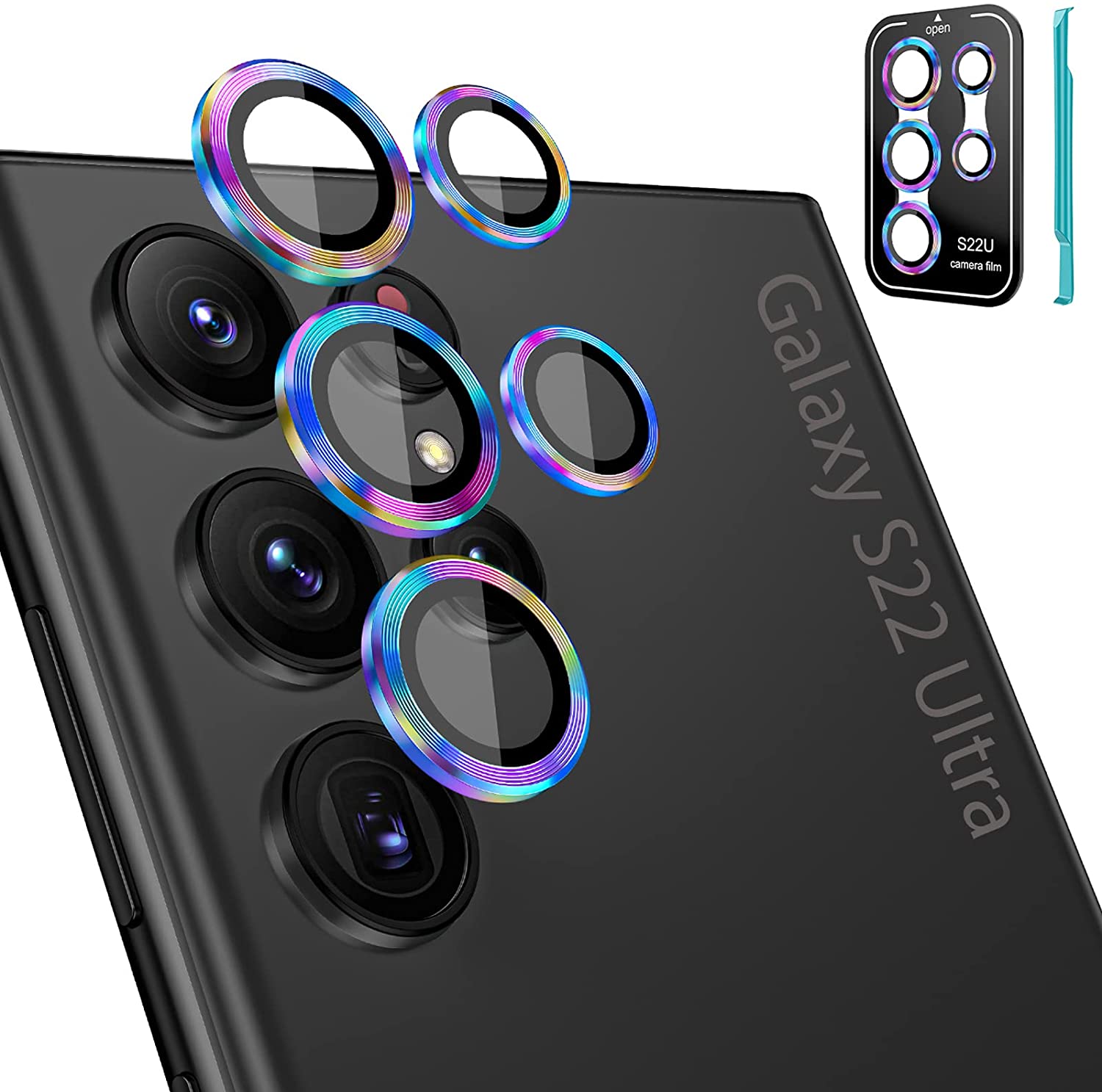 Galaxy S22 Ultra Tempered Glass Camera Lens Protector - 6 Pack, HD Clear, Anti-Scratch, Bubble-Free, Case Friendly - Perfect for Outdoor Photography, Travel & Daily Protection
