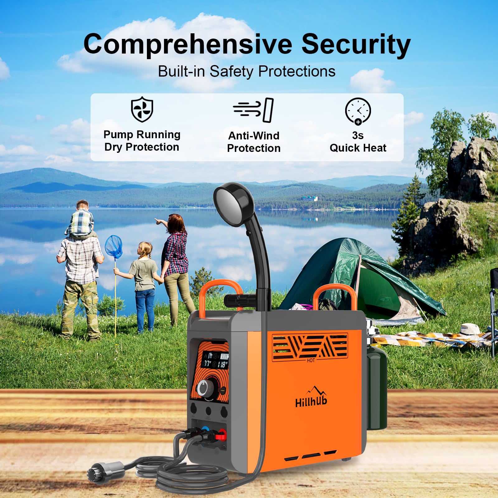 Portable Propane Water Heater with Pump & Shower Head - Instant Hot Water System with Built-in Battery for Camping, Outdoor Showers & Cleaning - Overheat Protection - Perfect for RV Trips, Backpacking & Emergency Use