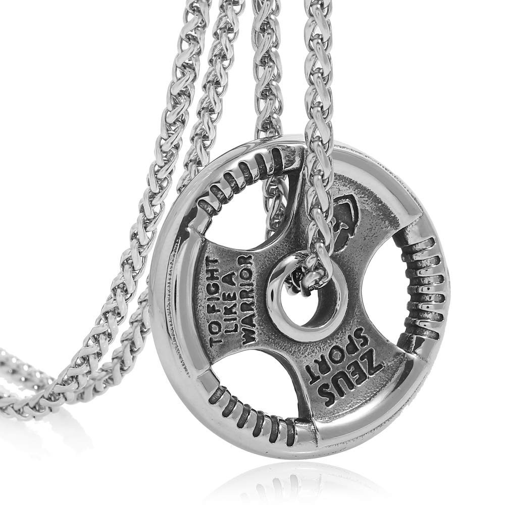 FIZIZDH Stainless Steel Dumbbell Pendant Necklace - 24 Inch Keel Link Chain for Men & Women - Perfect for Gym, Workout & Fitness Enthusiasts