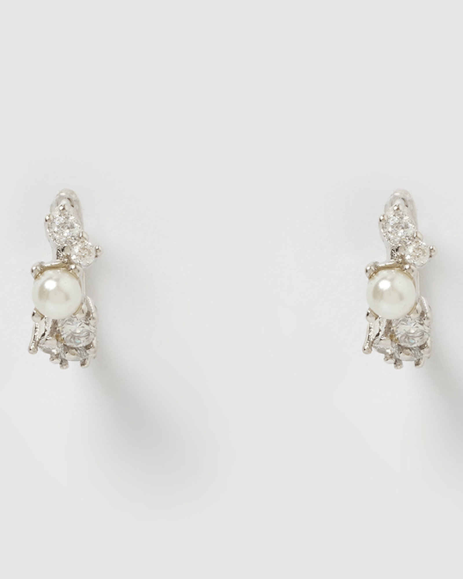Izoa Carina Huggie Earrings - Sterling Silver with Clear Crystals for Women, Everyday Wear & Special Occasions