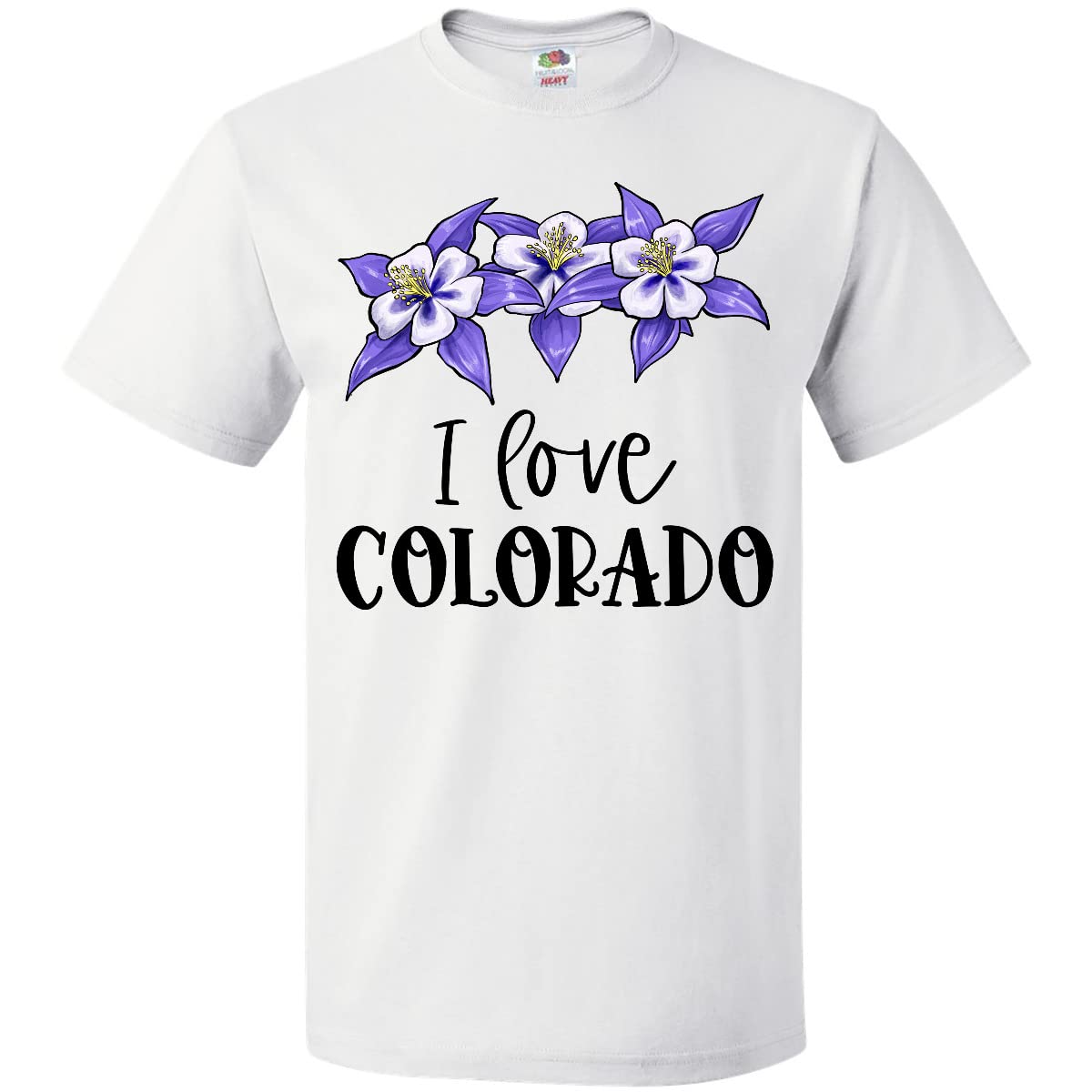 Inktastic I Love Colorado Columbine Flowers T-Shirt - Stylish Graphic Tee for Nature Lovers, Perfect for Hiking, Travel & Casual Wear