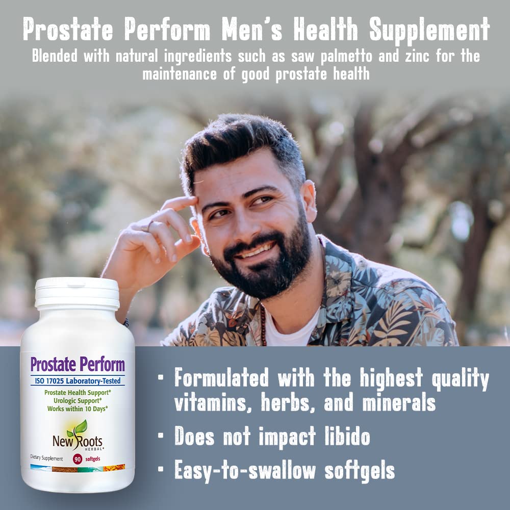 New Roots Prostate Support Supplement - 60 Softgels with Saw Palmetto, Plant Sterols & 16 Herbal Ingredients for Urinary Health | Supports Weak Urine Flow & Frequent Urination Relief | Natural Men's Wellness Formula with Borage Oil, Selenium, Vitamins & Zinc | Ideal for Active Lifestyles & Aging Support