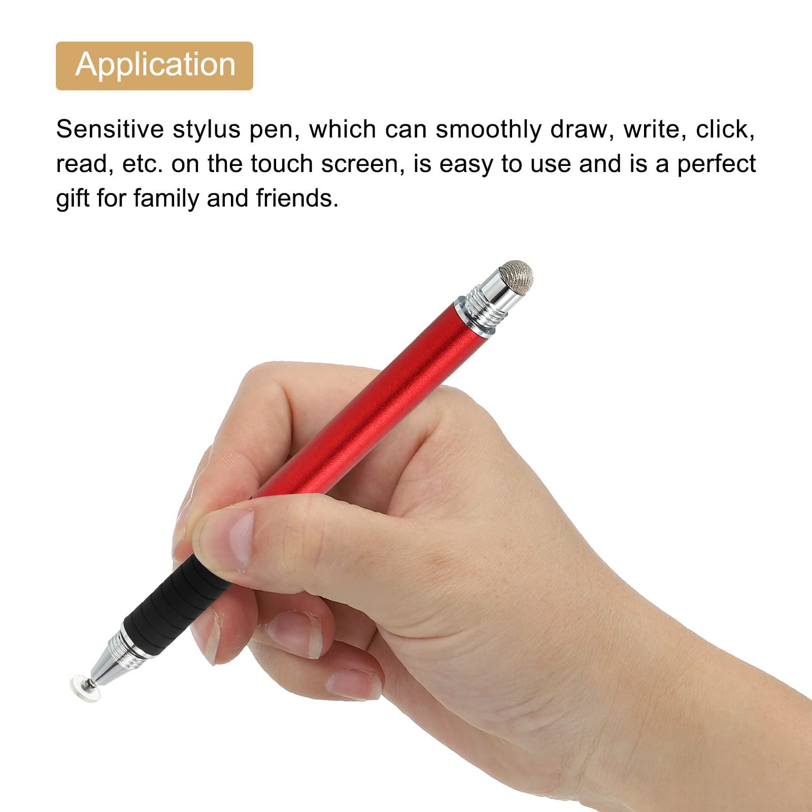 MECCANIXITY 2-in-1 Fine Point Disc & Fiber Tip Stylus Pen for Touch Screens - Universal Capacitive Stylus with High Sensitivity & Precision (Red) - Perfect for iPad, Android Tablets, Smartphones & Drawing