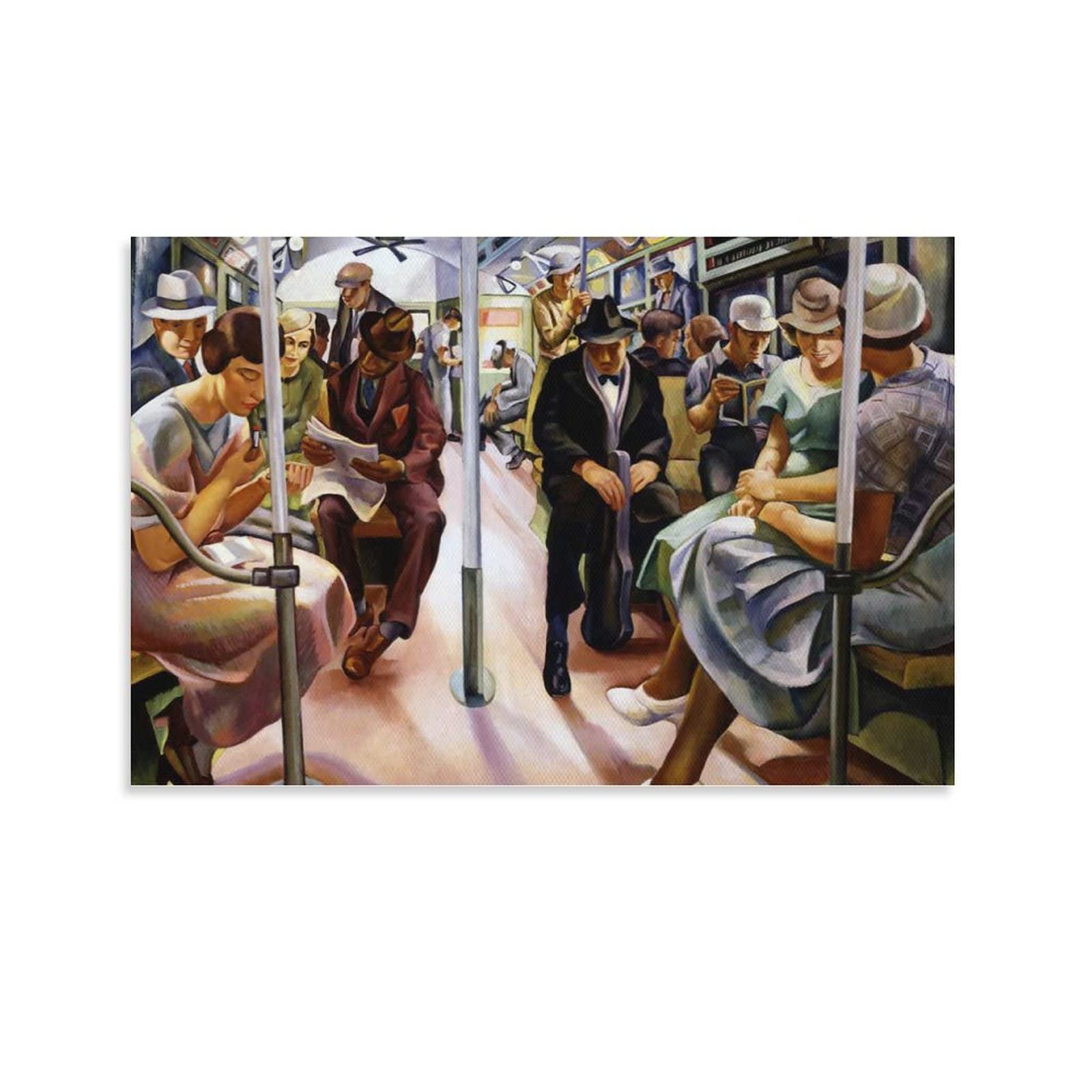 24x36 Inch Poster Frame - Vintage Subway Art Illustration Wall Decor for Room Aesthetic | 90s Inspired Canvas Wall Art | Perfect for Living Room, Bedroom & Office Decor (16x24inch/40x60cm Also Available)