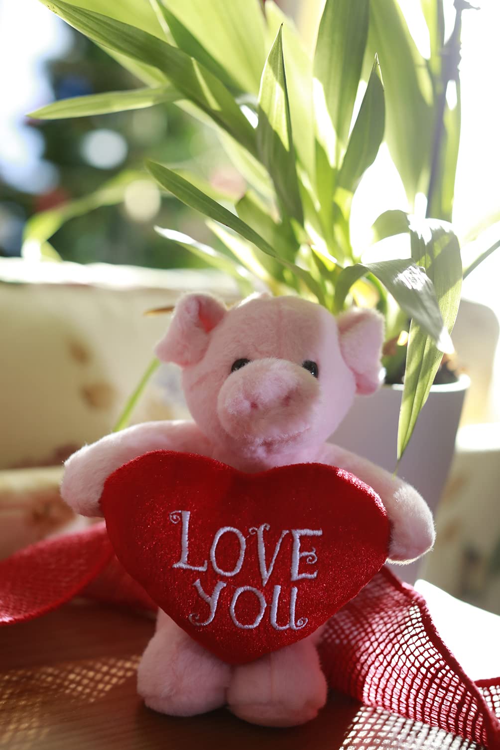 Plushland 8-inch Stuffed Pig Toy with Embroidered Red Heart - Soft & Cuddly Plush Animal for Kids & Adults - Perfect Gift for Valentine's Day, Birthdays & Home Decor
