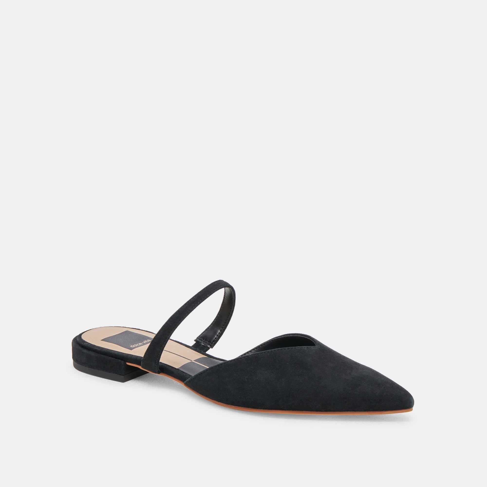 KANIKA Women's Wide Width Suede Ballet Flats - Comfortable Onyx Black Slip-On Shoes for Work, Travel & Casual Wear