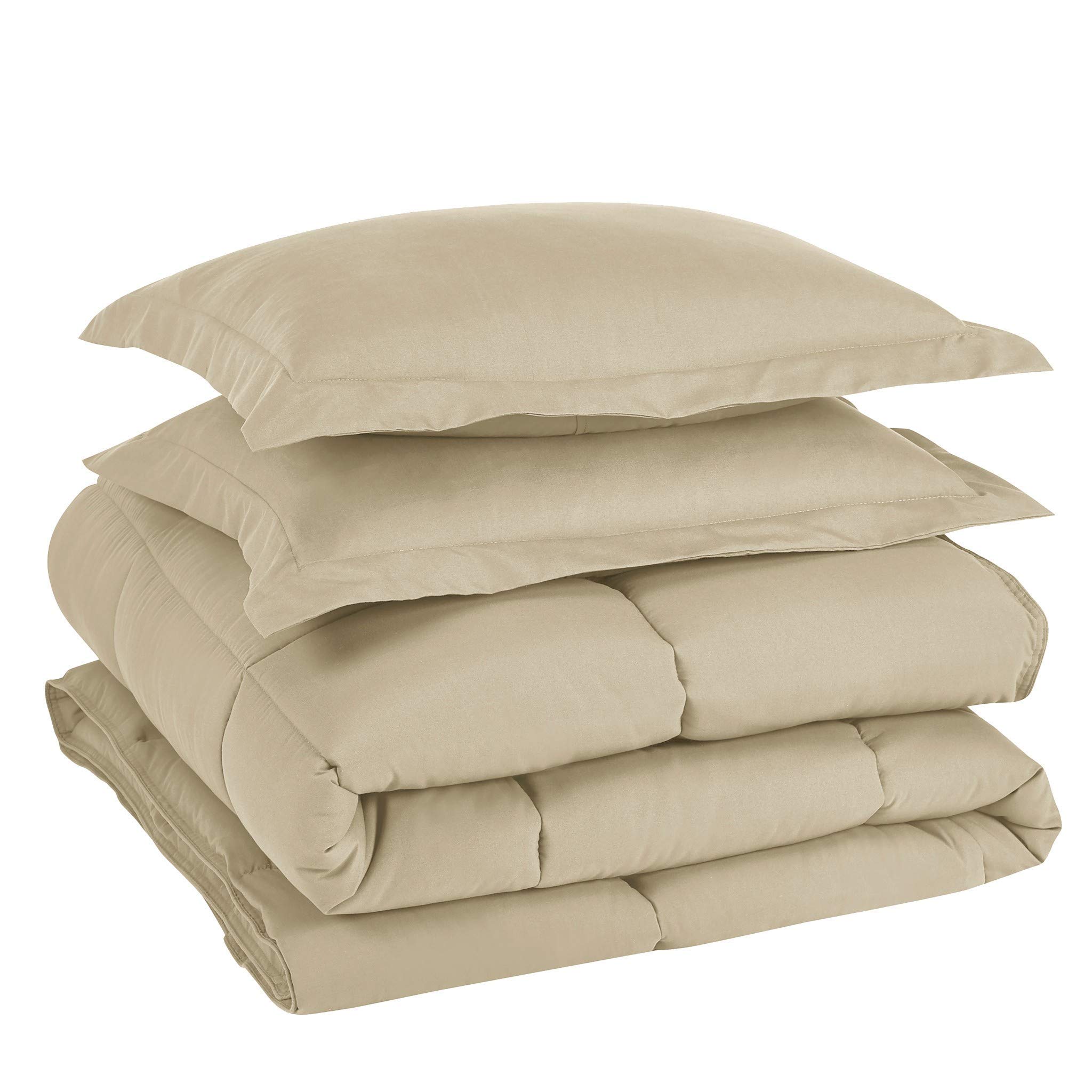Premium 100% Cotton Oversized Queen Comforter - All Season 500 GSM Ultra Soft Fluffy Blanket with Corner Tabs & Box Stitching | Winter Warm Bedding Set Includes 2 Pillow Shams (Khaki) - Perfect for Cozy Nights, Guest Rooms & Luxury Hotel Style Bedrooms