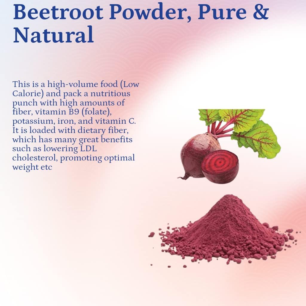 100% Organic Beetroot Powder for Skin, Hair & Face - Pure Natural Supplement for Glowing Skin & Healthy Hair - No Added Chemicals | Perfect for Smoothies, Juices & DIY Beauty Masks