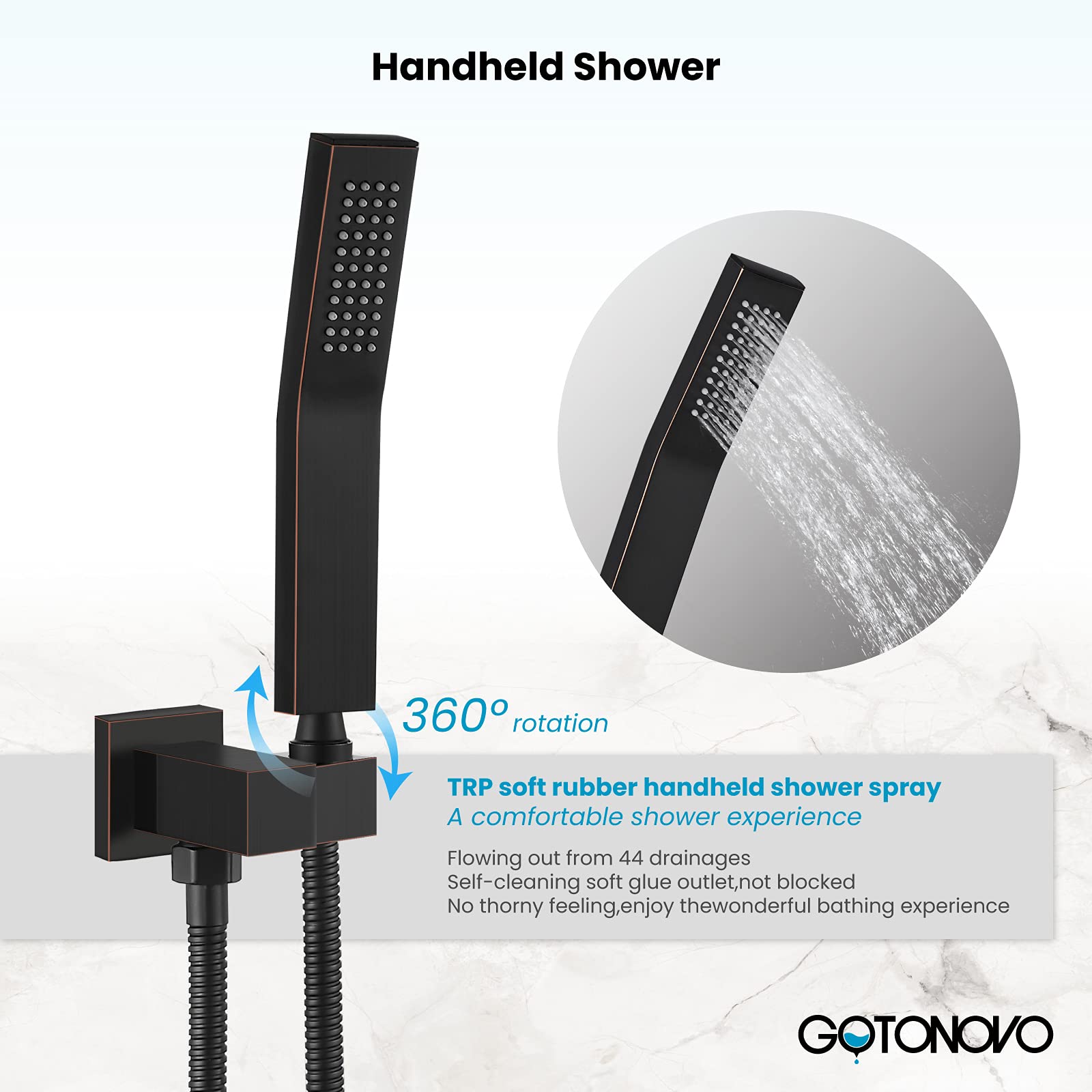 Gotonovo Oil Rubbed Bronze Wall Mount Shower System - 3 Function High Pressure Bathroom Faucet Set with 10
