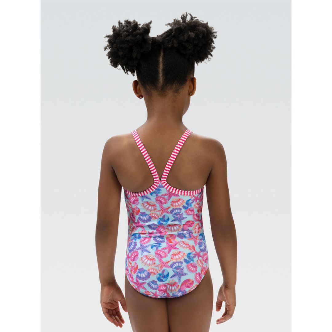 Dolfin By The Sea One Piece Toddler Swimsuit for Girls - UPF 50+ Sun Protection Swimwear for Baby & Kids - Perfect for Beach, Pool, and Summer Water Activities