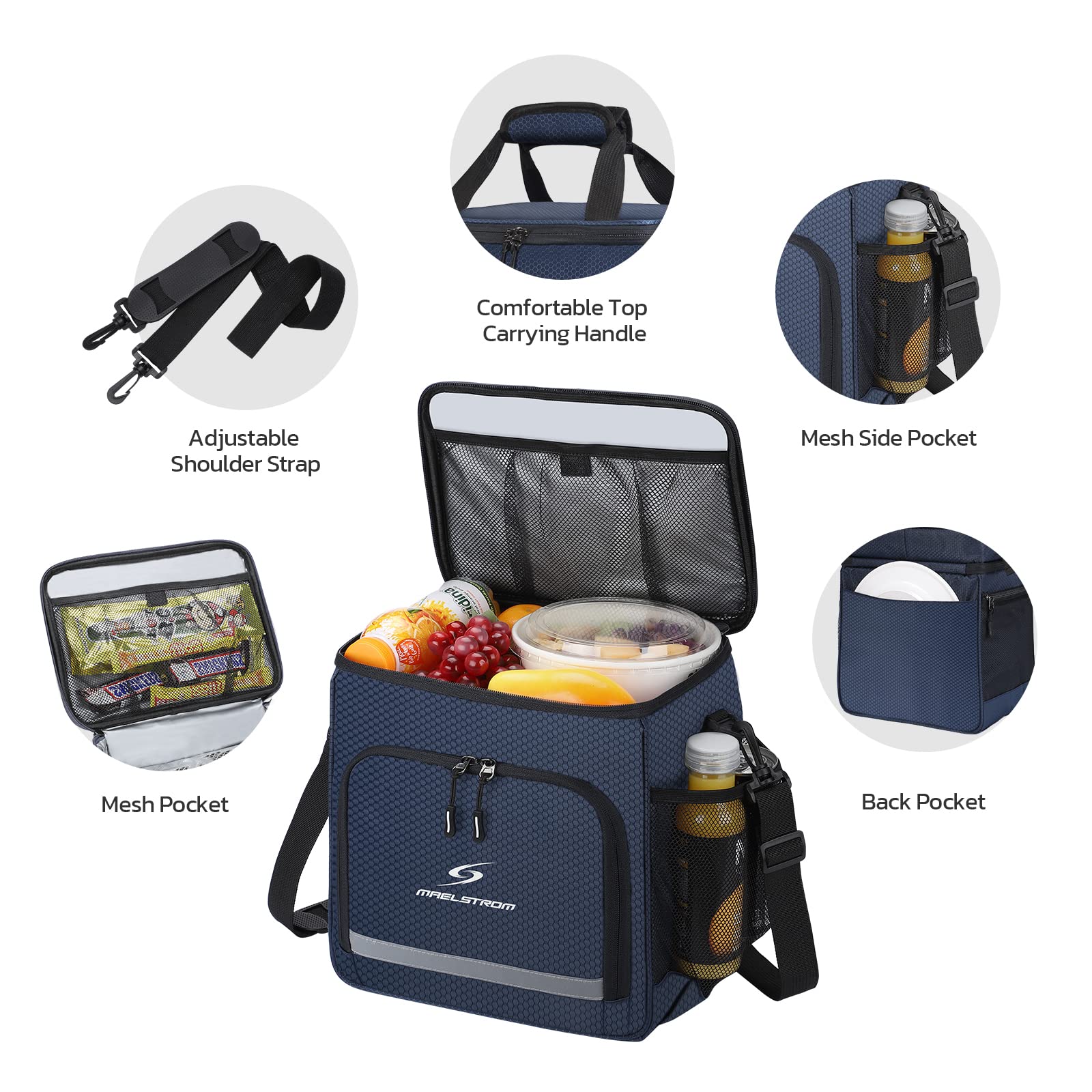 Insulated Leakproof Lunch Cooler Bag for Men & Women - Maelstrom Lunch Tote Box for Work, School, Picnics & Outdoor Activities