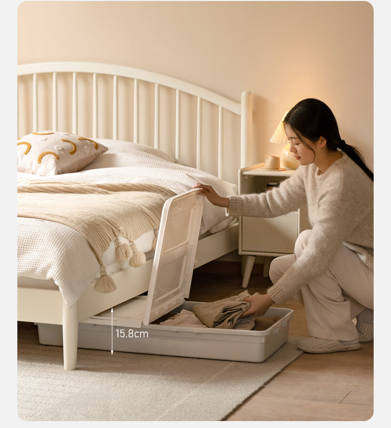 Solid Wood Bed Frame - Beech or Poplar - Queen/King Size - Modern & Sturdy Design for Bedroom, Guest Room, or Dorm - Free Shipping & Easy Assembly