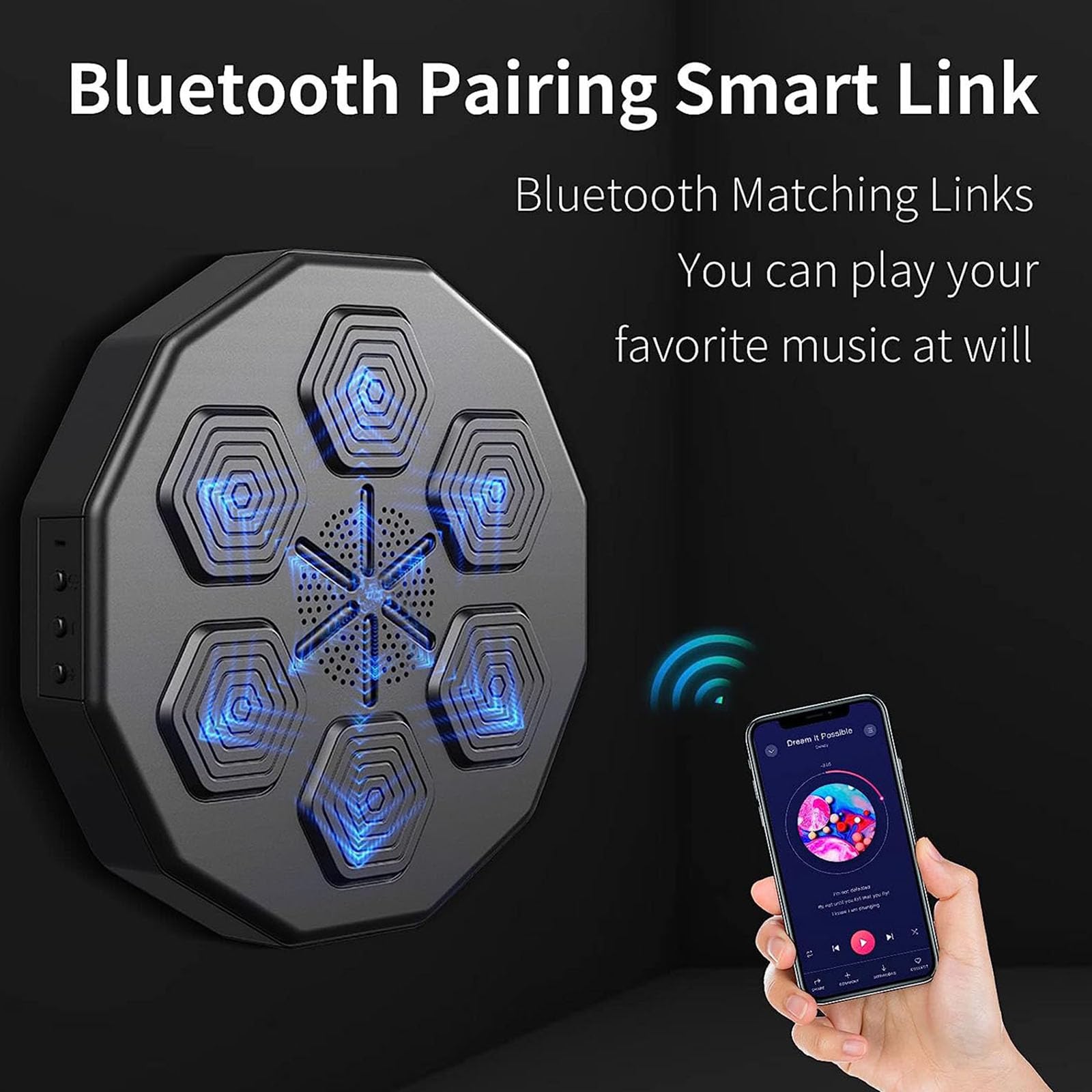 Smart Boxing Machine Wall Mounted - Music Boxing Training Equipment with Punching Target for Home Workout, Stress Relief & Fitness | Perfect for Boxing Training, Cardio Exercise & Stress Relief at Home or Gym
