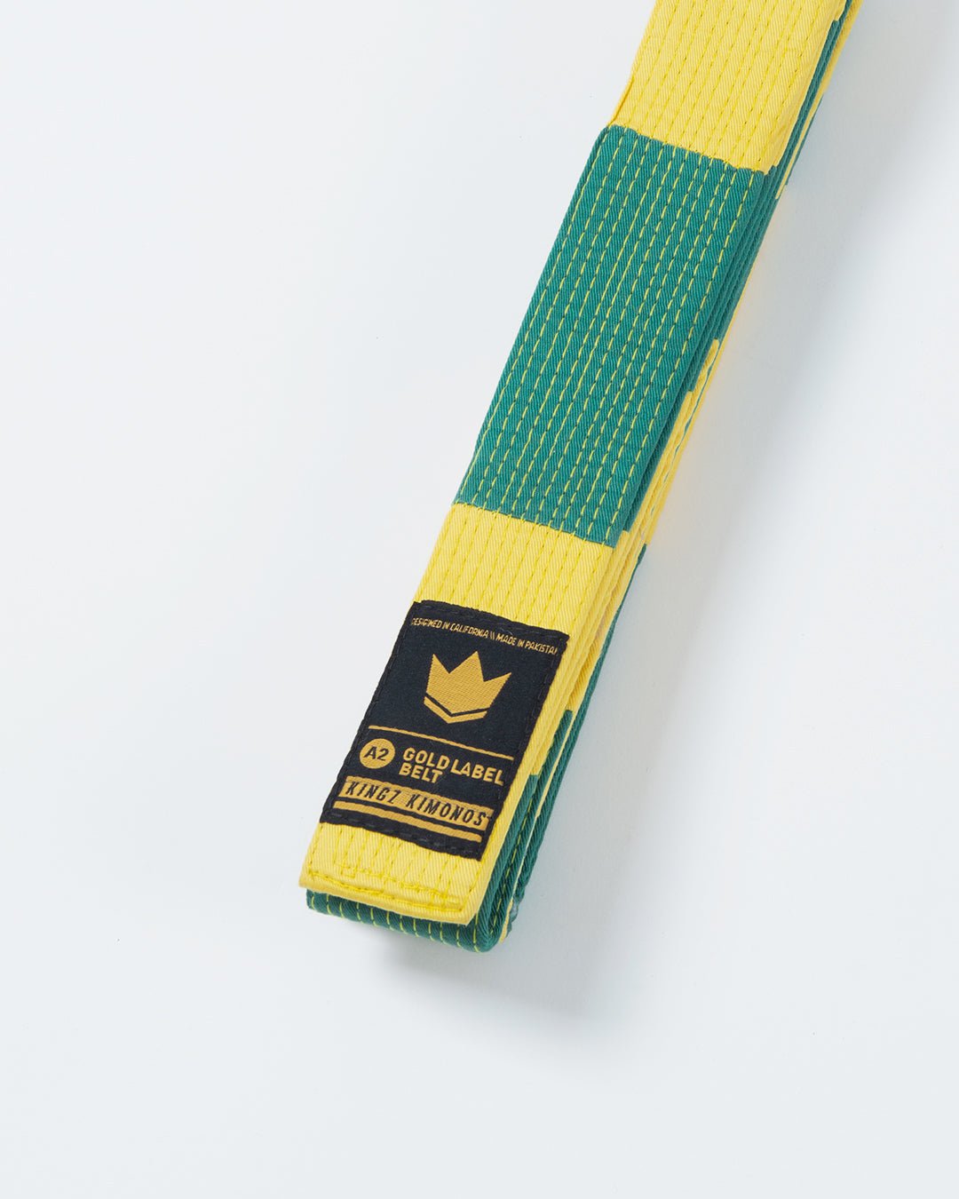 Premium Gold Label V2 Brazilian Jiu-Jitsu Belt - Yellow & Green for Training & Competition - High-Quality BJJ Gi Accessory for Martial Arts Enthusiasts