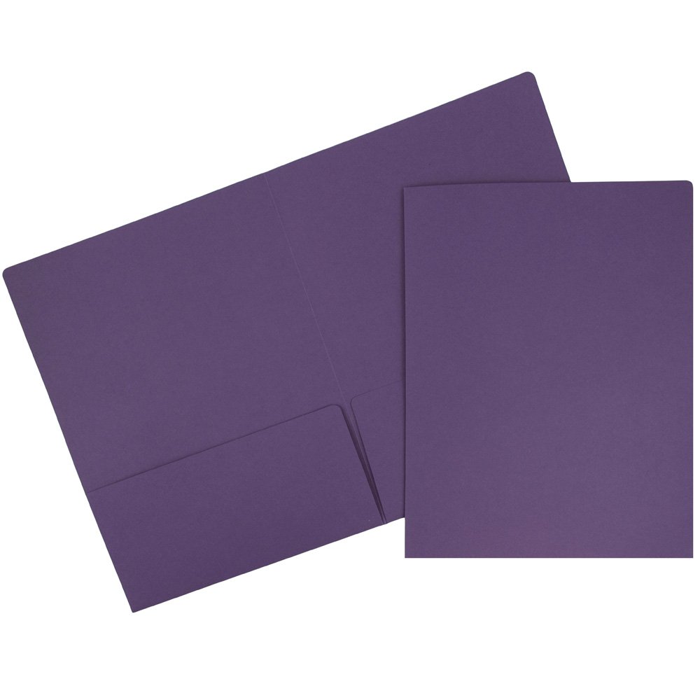 Premium Matte Cardstock Twin Pocket Folders - Dark Purple - 50 Pack for Office, School & Organization | Heavy Duty File Folders for Documents, Reports & Projects | JAM PAPER