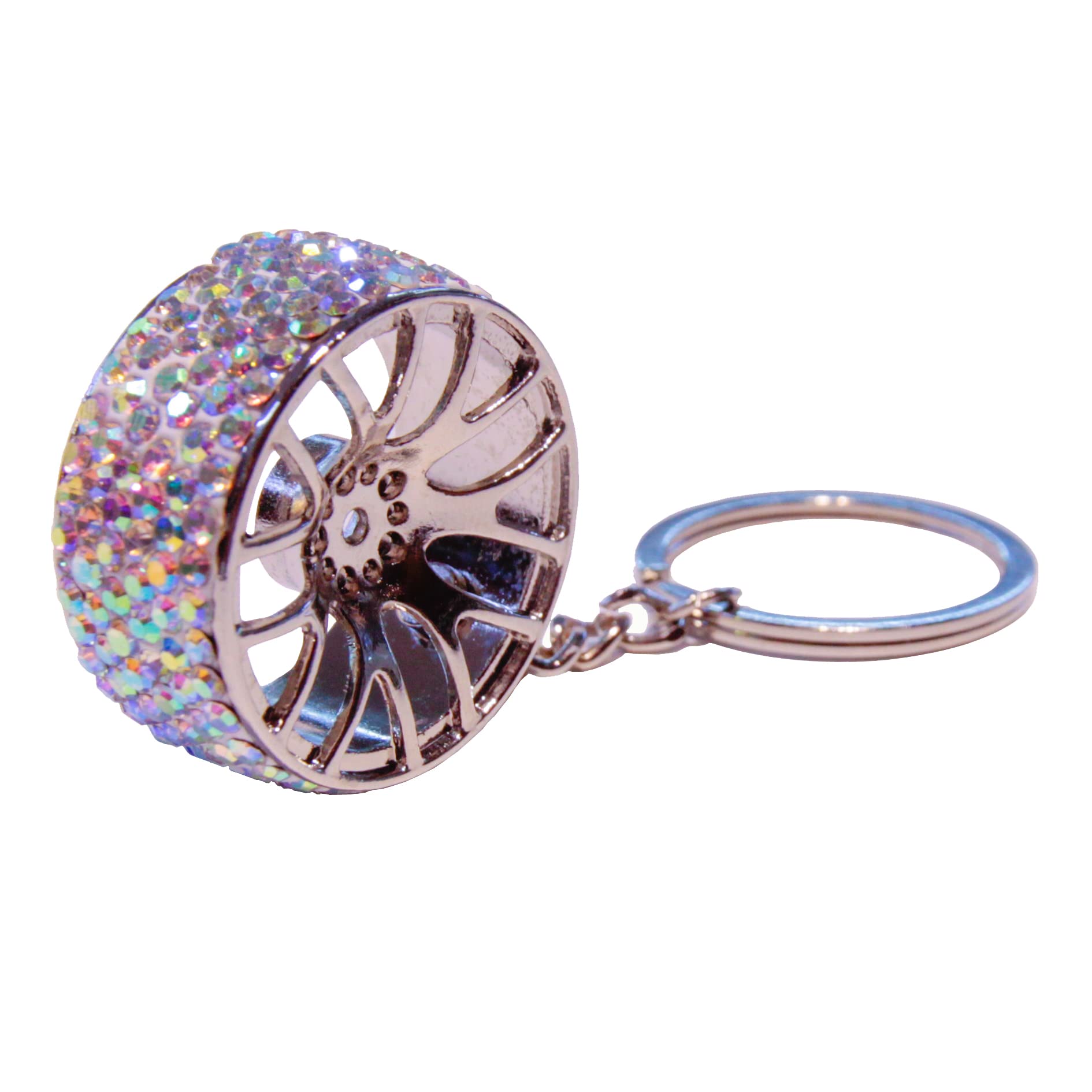 Sparkling Car Wheel Keychain - 4 Color Bling Bling Crystal Alloy Key Ring for Car Keys | Fashion Jewelry Accessories for Men & Women | Perfect Gift for Car Lovers & Auto Enthusiasts