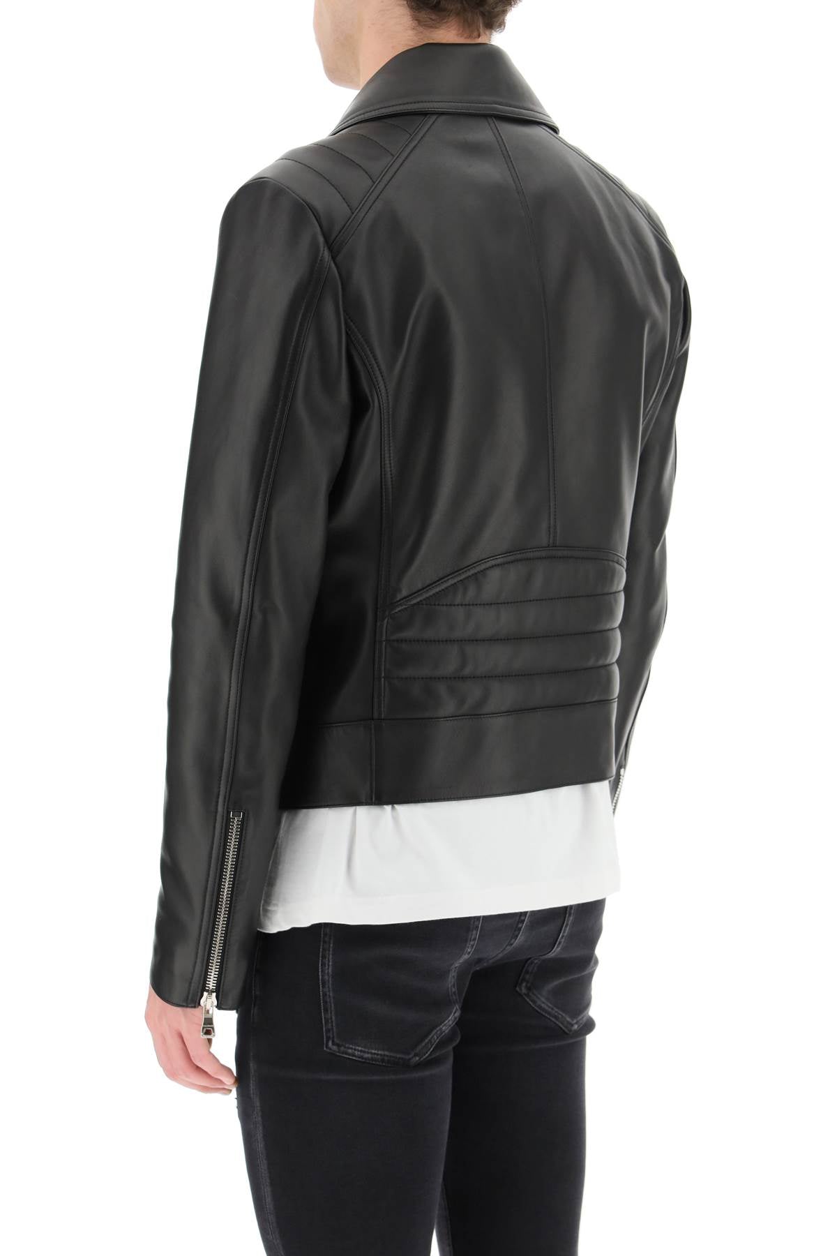 Balmain Genuine Leather Biker Jacket for Men & Women - Stylish Motorcycle Jacket for Riding, Fashion & Night Out